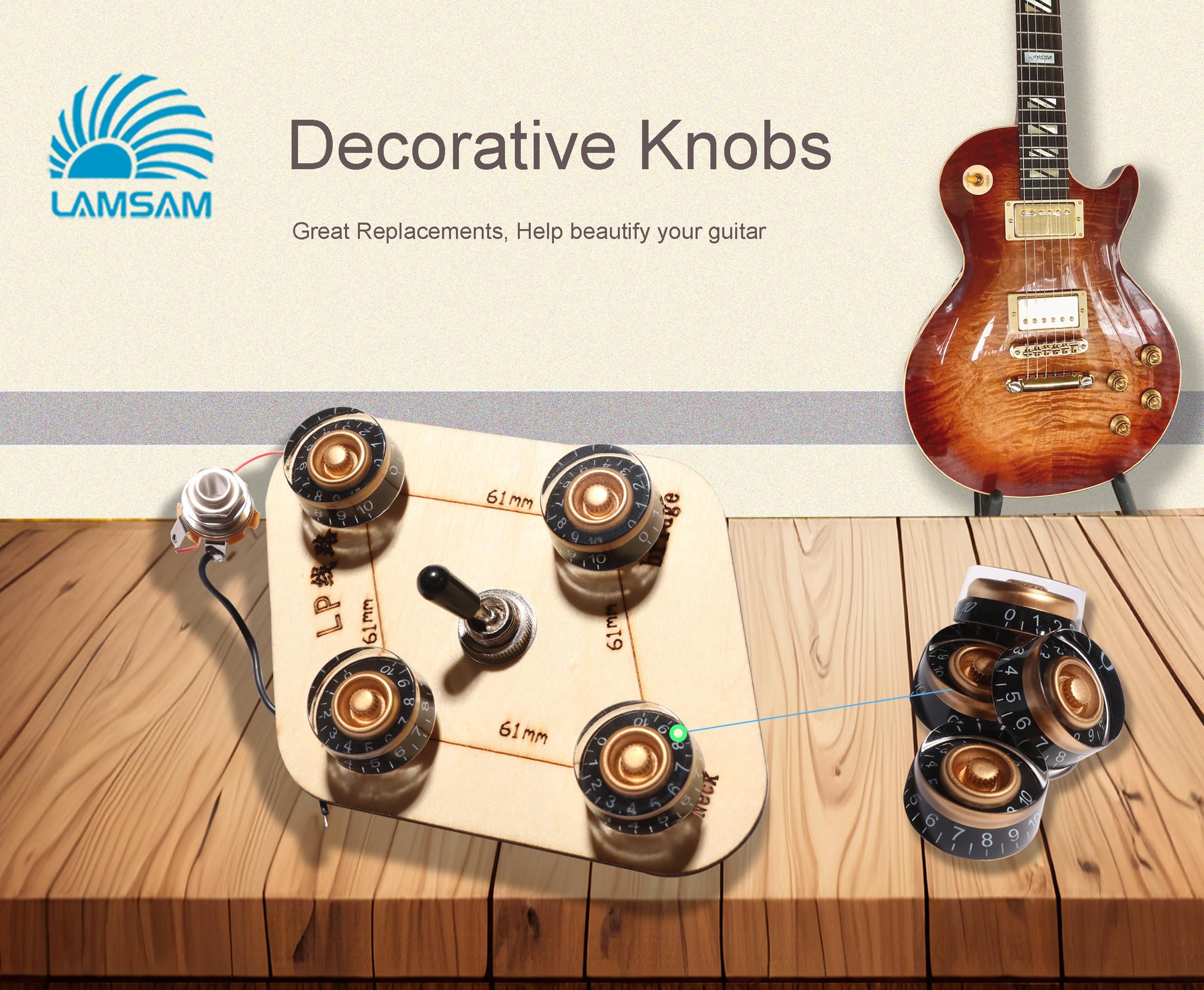 Lamsam Prewired Wiring Harness For Guitars With Humbucker Pickups, Standard Wiring Kit With Potentiometers Orange Capacitors Tog