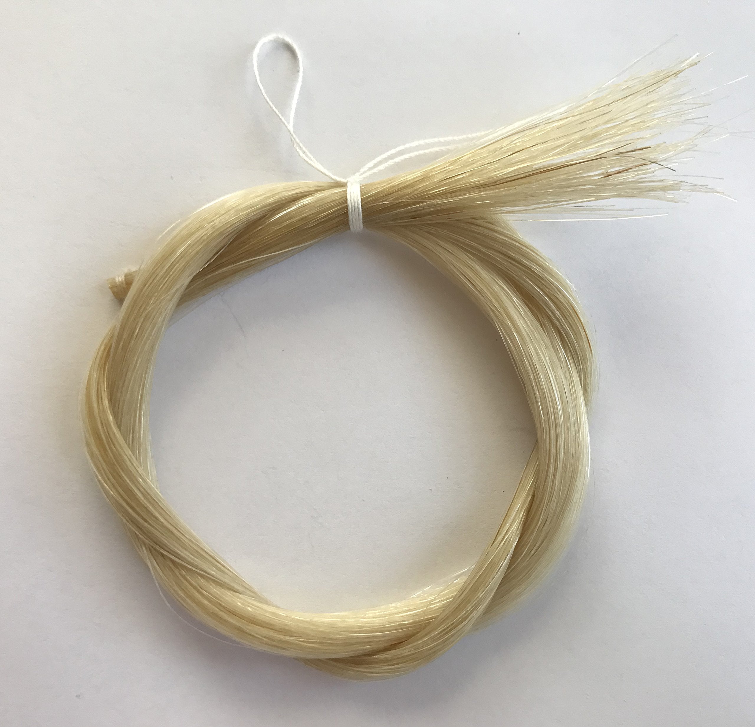 Mi&Vi Classic Mongolian Horse Hair For Violin, Viola Bows   Unbleached, White 29.5'' (1 Hank, Prepared, Includes Plug And Wedge)
