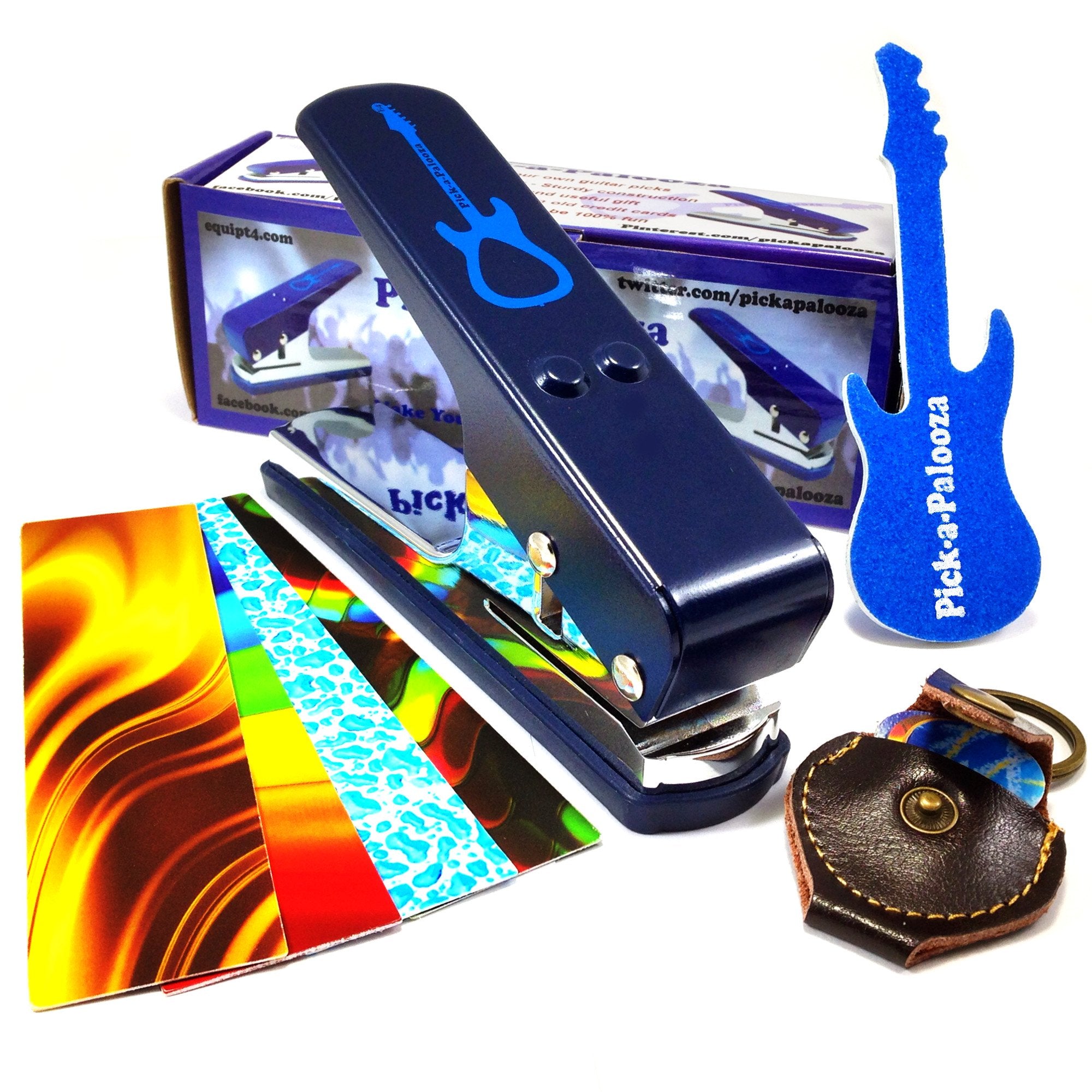 Pick A Palooza Diy Guitar Pick Punch Gift Pack   The Premium Guitar Pick Maker   Includes Leather Key Chain Pick Holder, 4 Pick