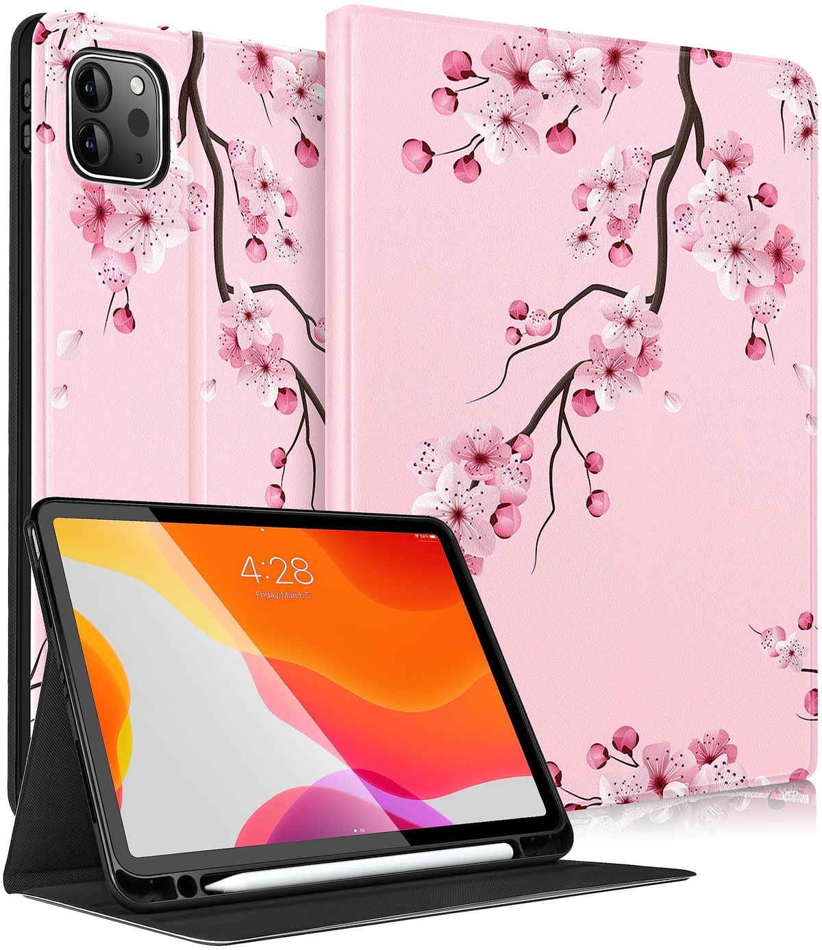 Uppuppy For Ipad Air 11 Inch Case, Air 5Th/4Th Generation 10.9, Pro 11'' Case Cute Kids Women Girls Girly Flower With Apple Penc