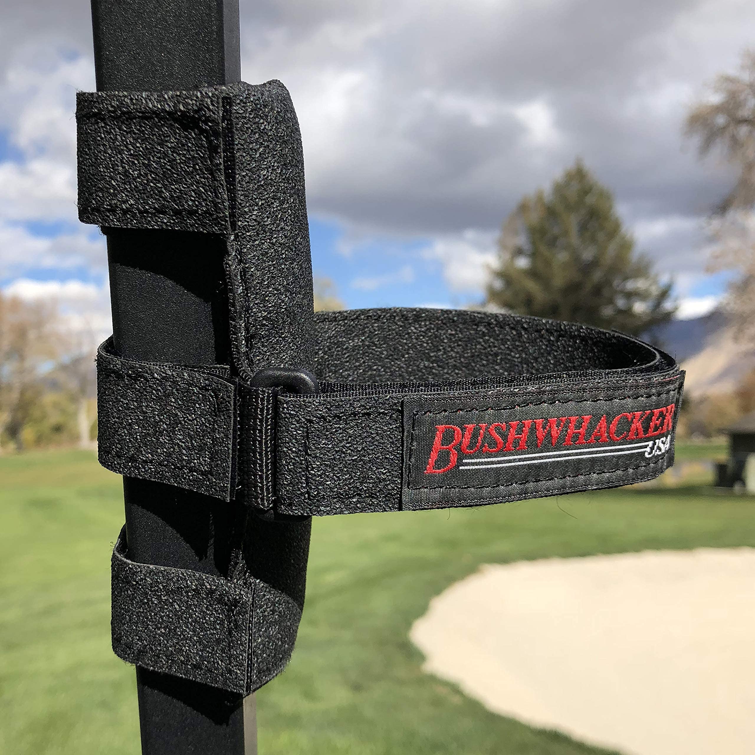 The Original Bushwhacker Portable Speaker Mount For Golf Cart Railing   Adjustable Strap Fits Most Bluetooth Wireless Speakers A