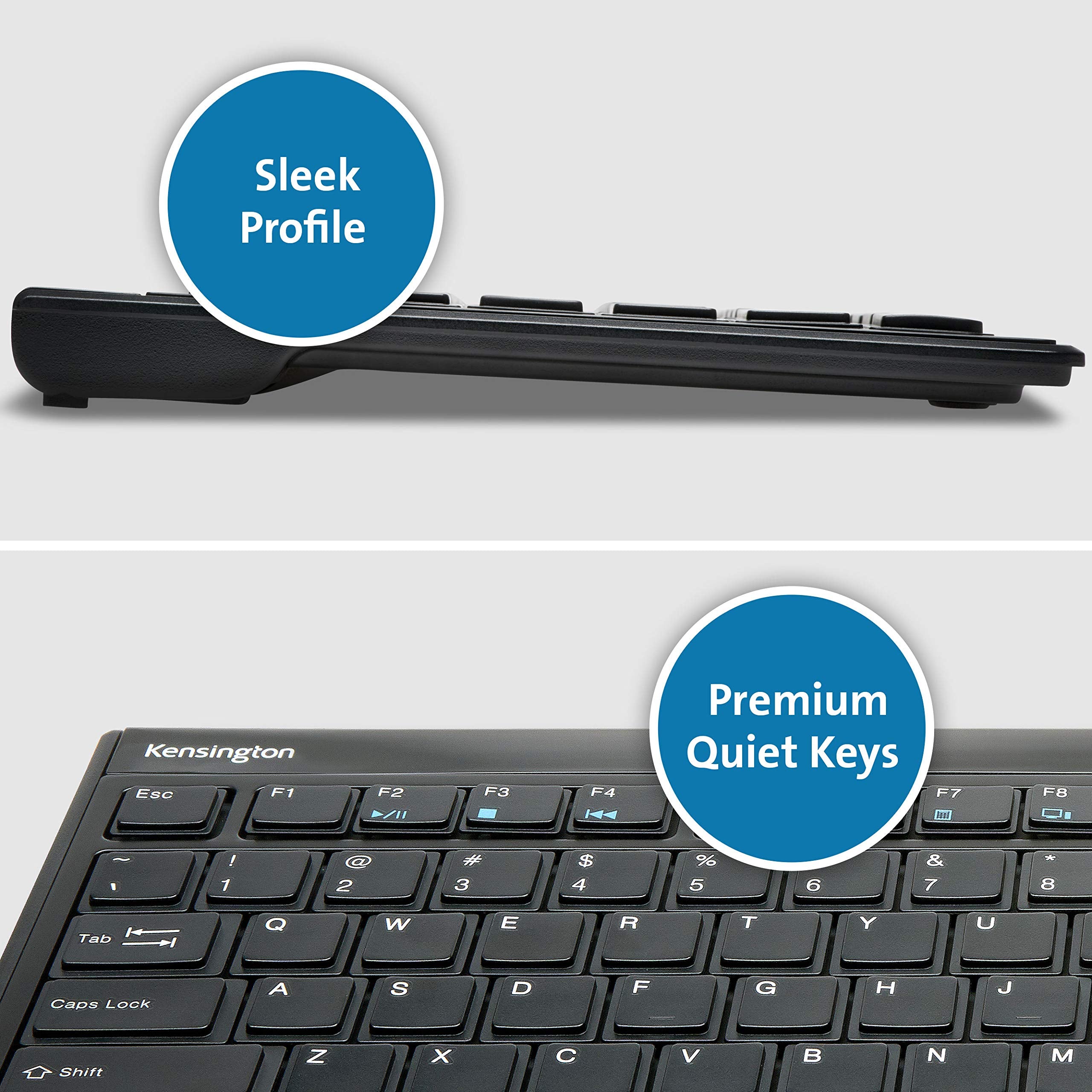 Kensington Slim Type Wireless Quiet Keyboard (K72344Us), Black