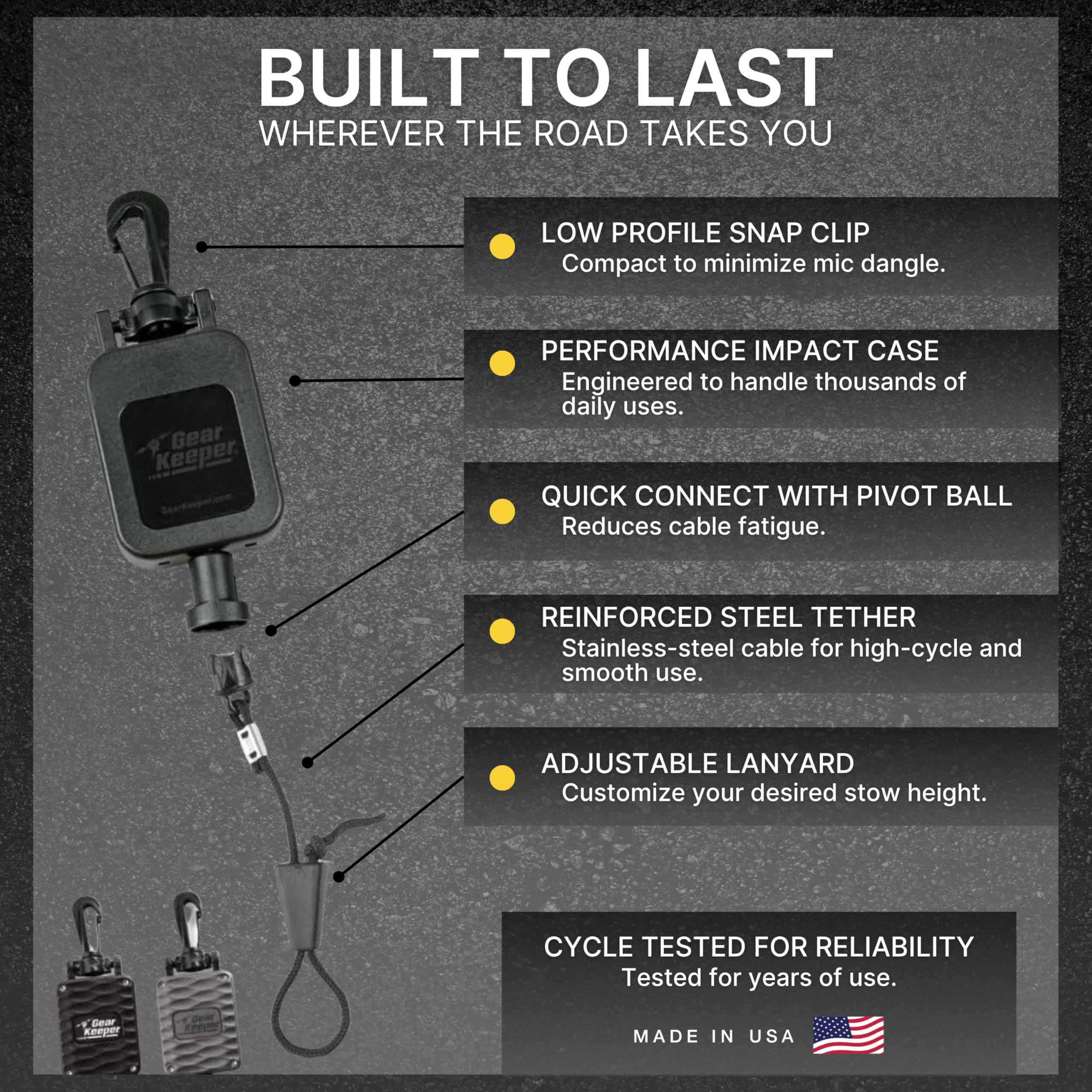 Gear Keeper Cb Radio Microphone Keeper - Retractable Mic Holder With Heavy Duty Snap Clip Mount For Truck Radio - Cb Radio Acces