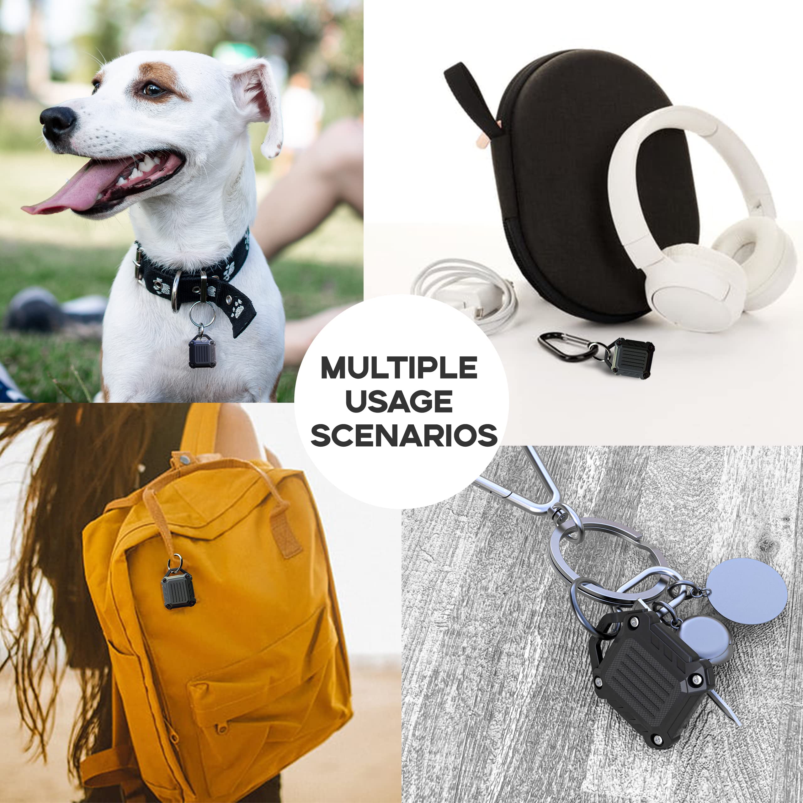 Dovick  Waterproof Airtag Keychain Holder Case,Screw Full Cover Compatible With Apple Air Tag Tracker Key Ring 4 Pack Black