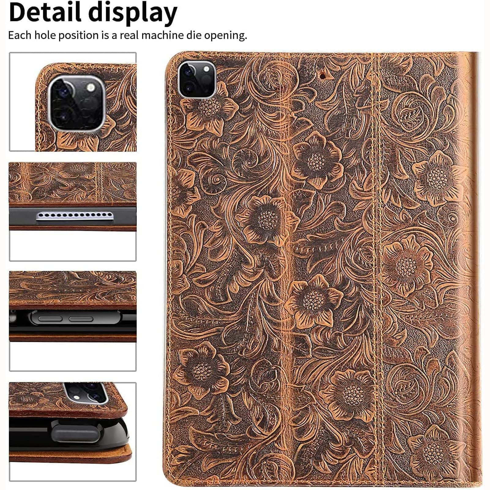 Gexmil Case For New Ipad Pro 12.9 Inch 2022/2021 Inch (6Th/5Th Gen),Genuine Leather Ipad Pro 12.9 Cover(2020/2018),Made From Rea