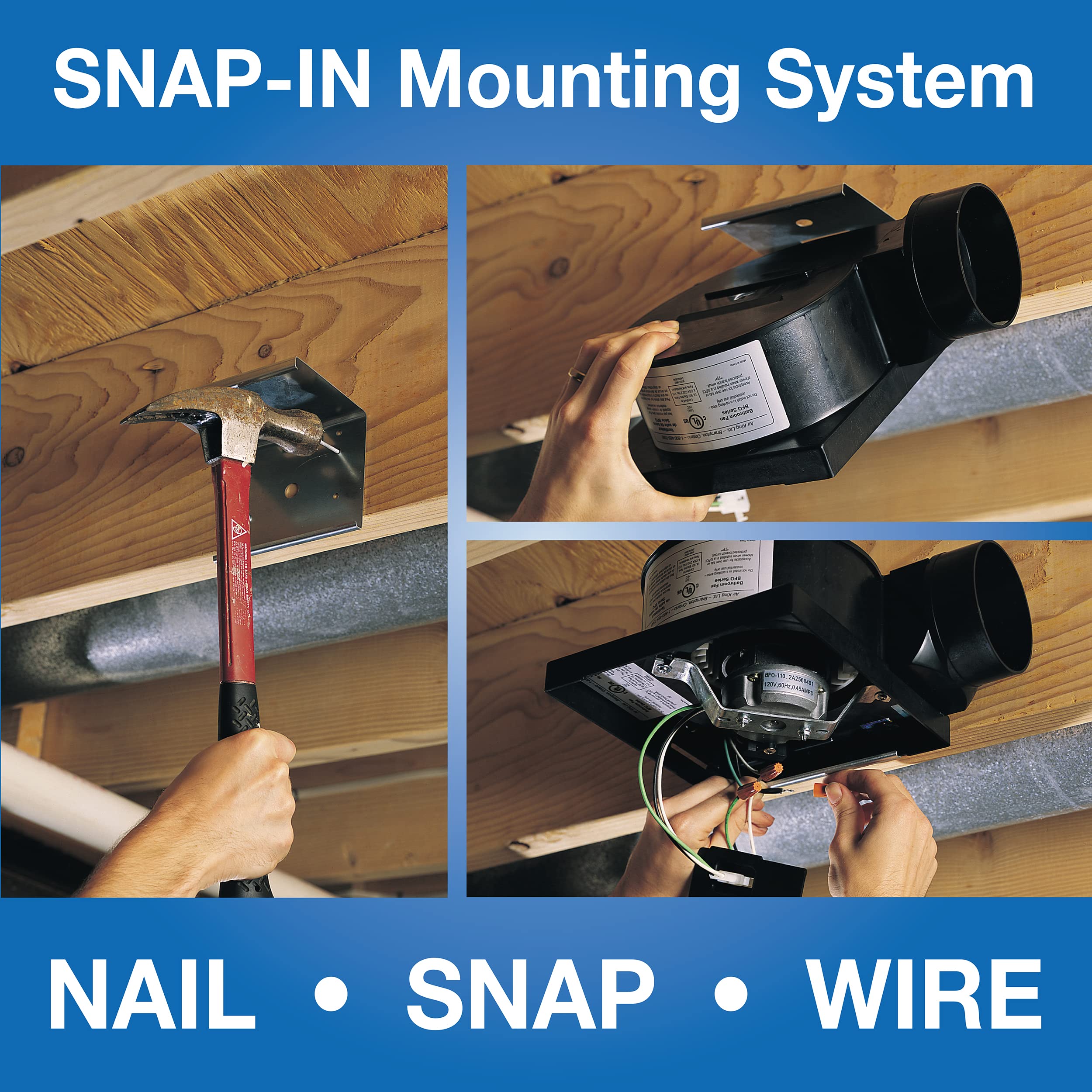 Air King Bfq50 Energy Star Qualified Snap In Exhaust Fan, 50 Cfm