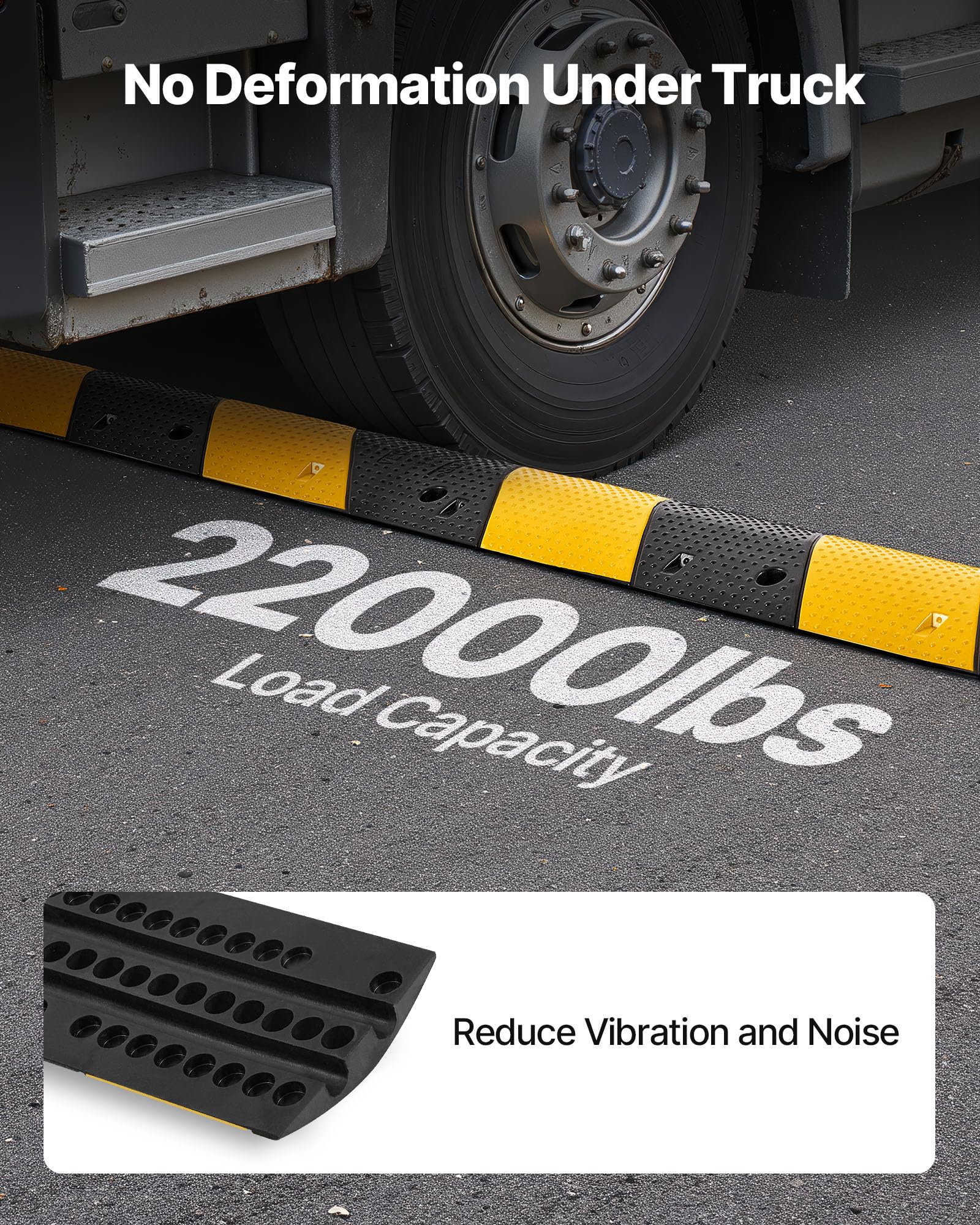Vevor 40 In Rubber Speed Bump, 2 Pack, 2 Channel Heavy Duty Traffic Speed Hump, 22000 Lbs/Axle Load Capacity, Cable Protector Ra