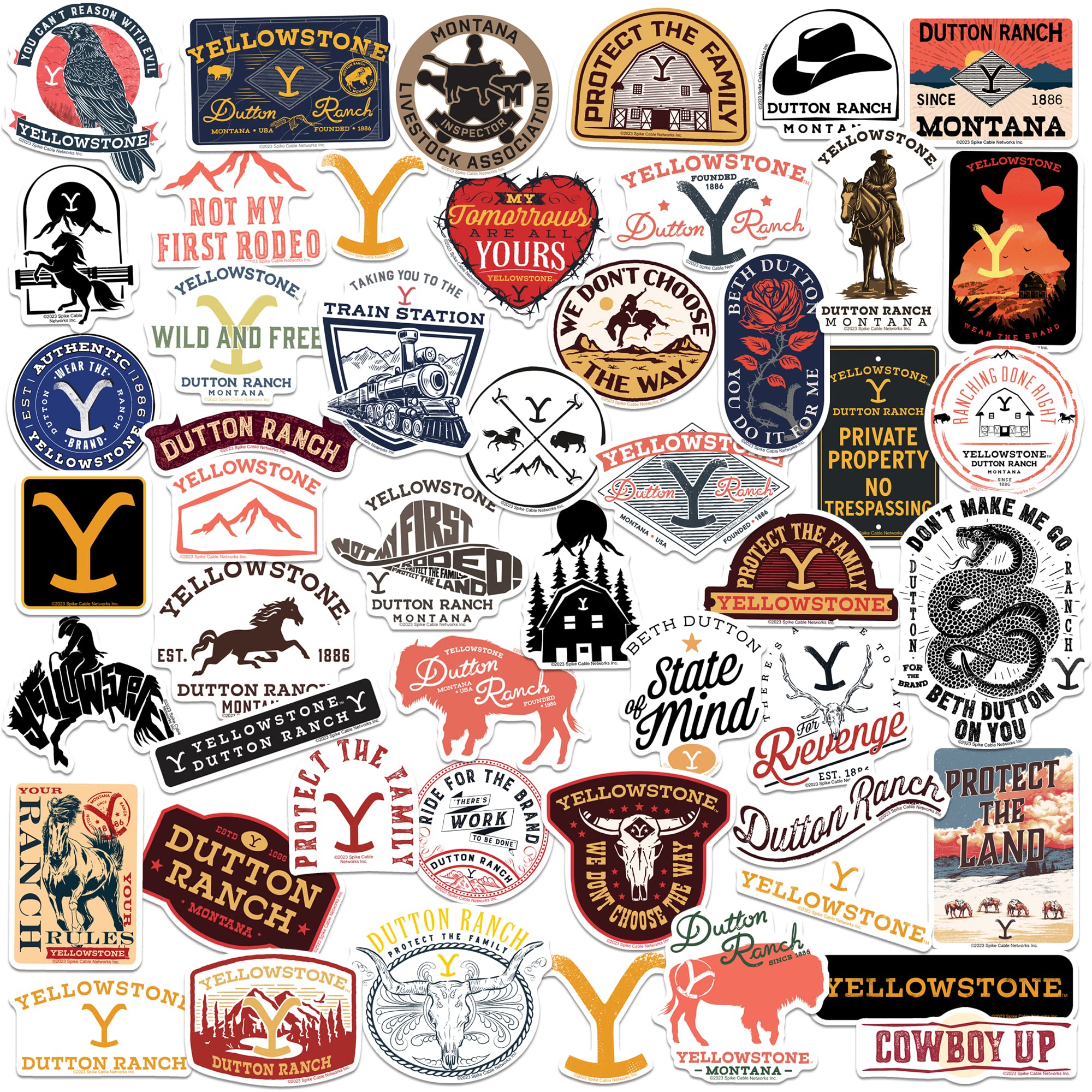 Yellowstone 50Ct Sticker Pack Large Deluxe Stickers Variety Pack   Laptop, Water Bottle, Scrapbooking, Tablet, Skateboard, Indoo