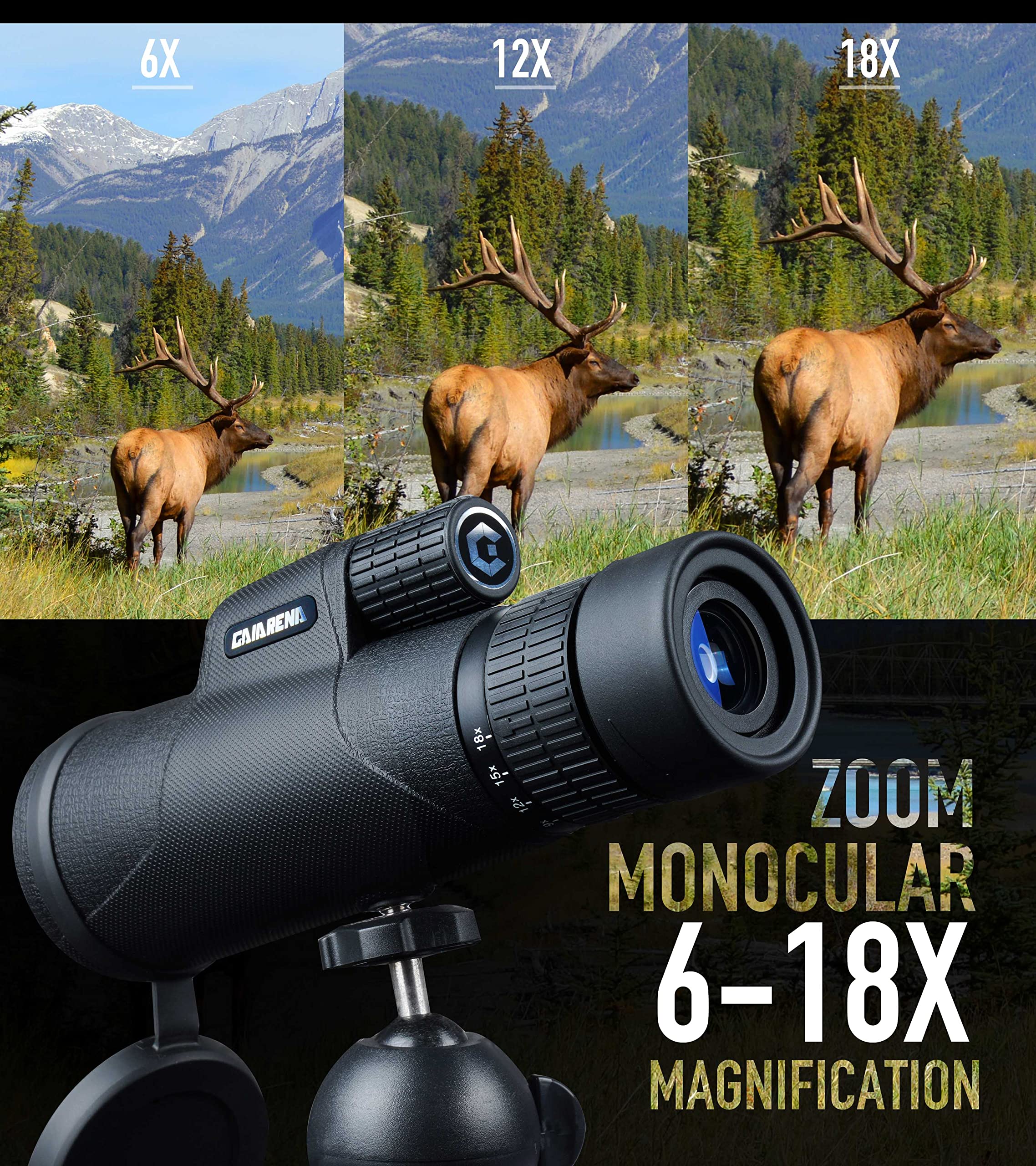 Gaiarena Zoom Monocular Telescope 6 18X42 With Real Magnification, Bak 4 Prism, & Fmc Lens, Innovated Unique Optics System Mono