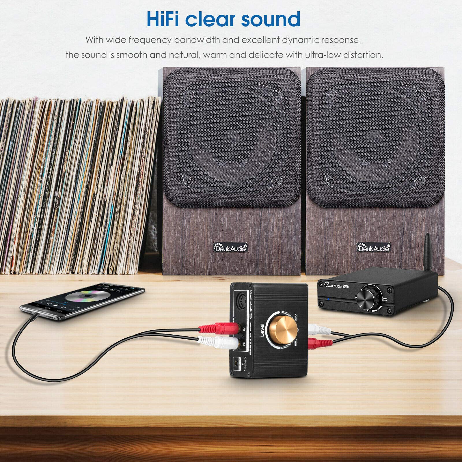 Mini Stereo Line Level Booster Amplifier Audio Preamp 20Db Gain Volume Control