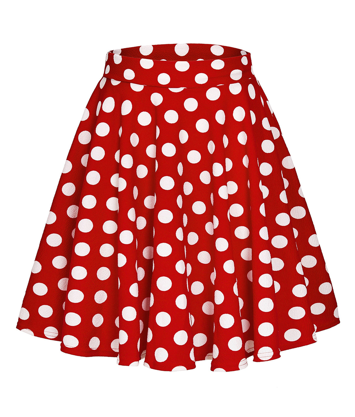 Exchic Womens Casual Stretchy Flared Mini Skater Skirt Basic A Line Pleated Midi Skirt (L, Polka Dot 3)