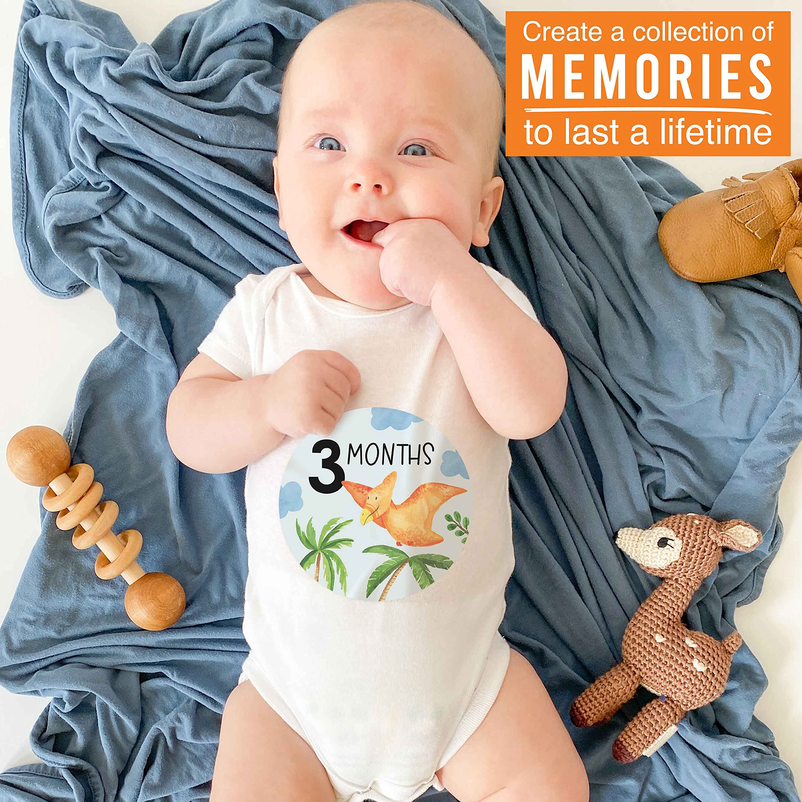 20 Monthly Baby Milestone Stickers Boy   Dinosaur Baby Monthly Milestone Stickers For Baby Boy, Milestone Baby Monthly Stickers,