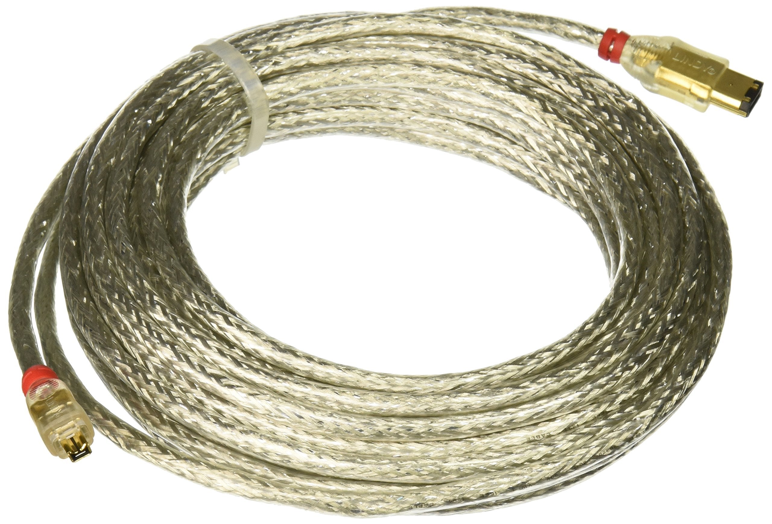 Lindy Firewire Cable   Premium 4 Pin Male To 6 Pin Male, Transparent, 10M (30875)