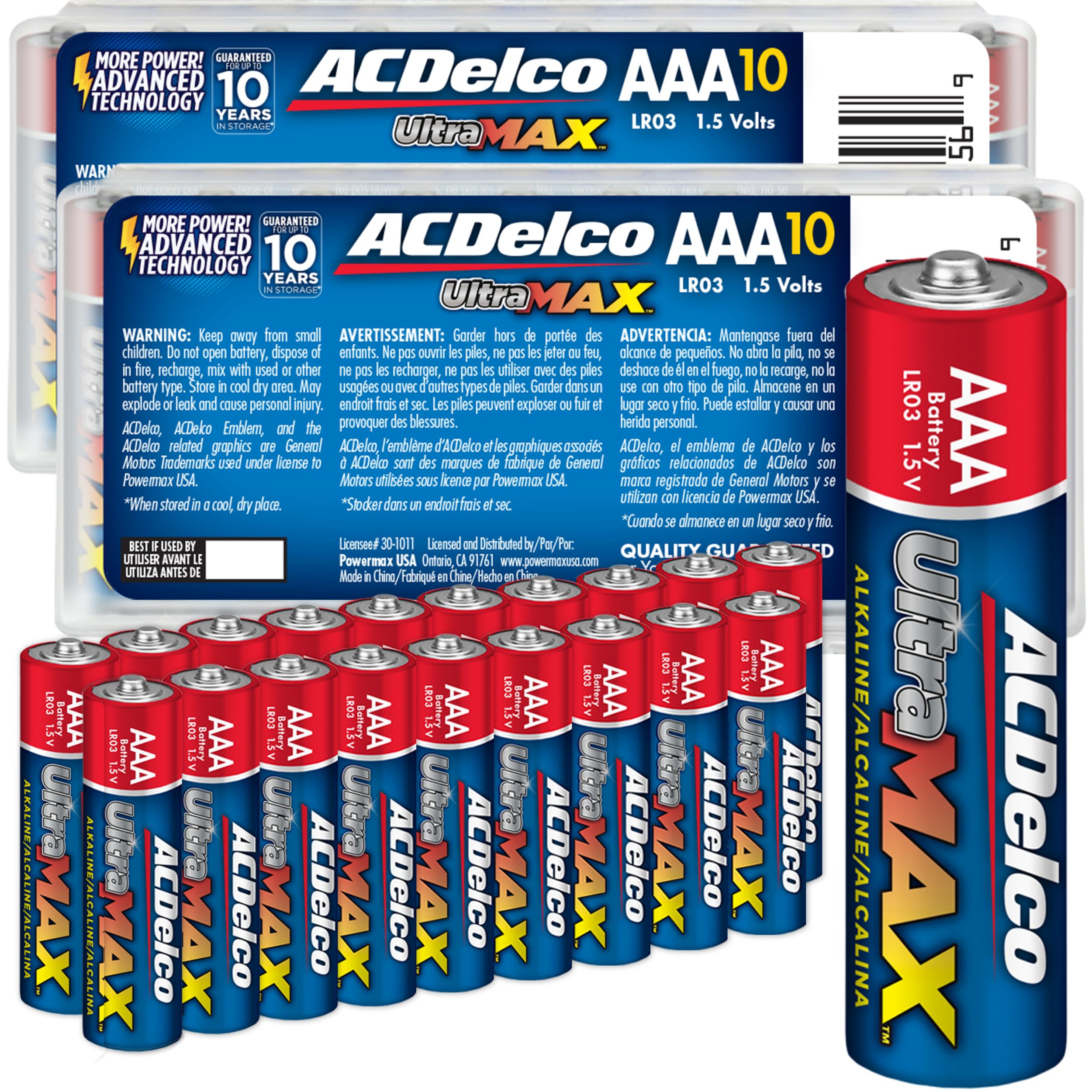 Acdelco Ultramax 20 Count Aaa Batteries, Alkaline Battery With Advanced Technology, 10 Year Shelf Life, Recloseable Packaging
