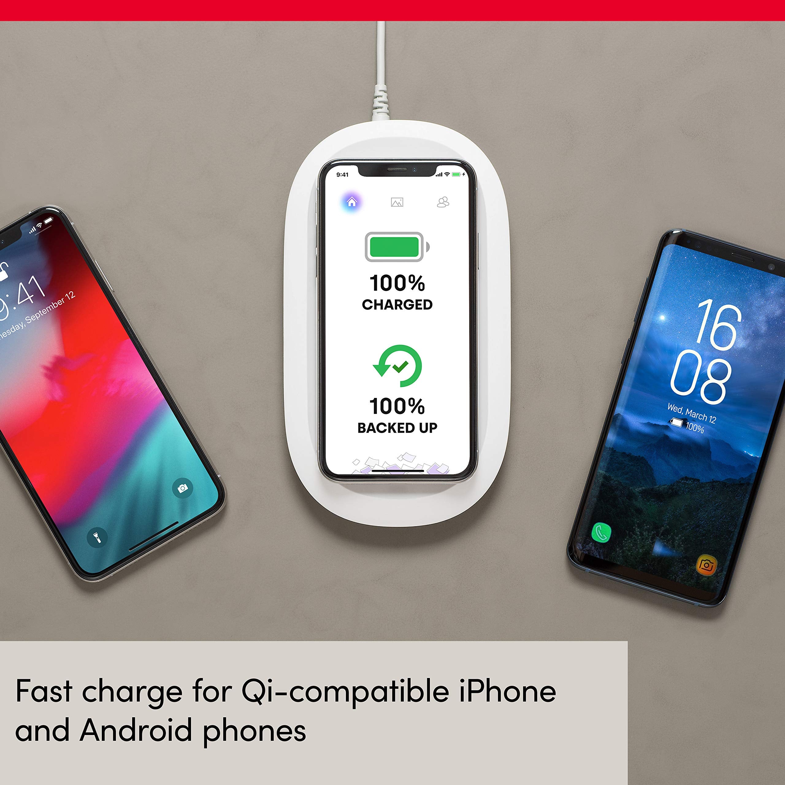 Sandisk 2-In-1 Ixpand Wireless Charger Sync (Wireless Fast Charging + 256Gb Photo/Video Backup, Qi-Certified, 10W Fast Charge, W