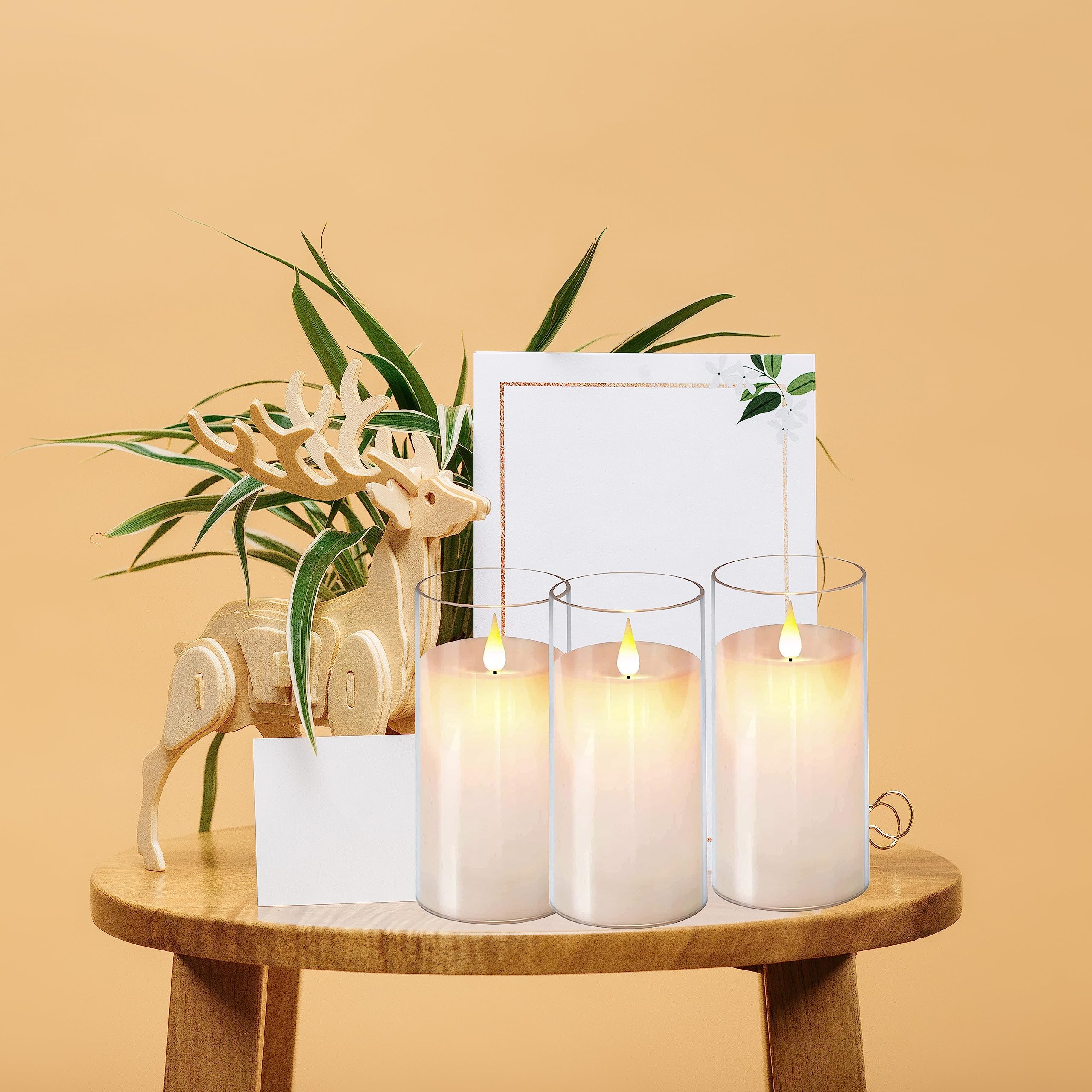 Niceme Acrylic Flameless Candles, Flickering Flameless Candles With Remote Control Timer Decorative Battery Operated Led Pillar