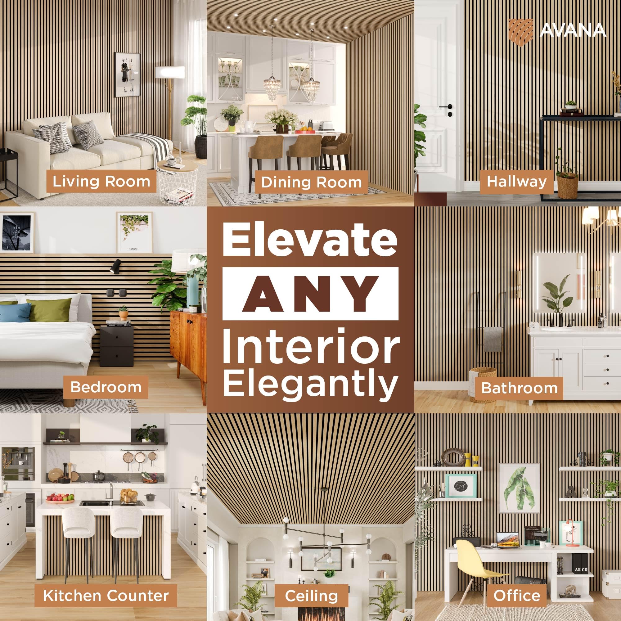 Avana Modern Acoustic Wood Wall Panels   47.2 X 12.6 Inch White Oak Acoustic Panels 1 Pc   Wall Panels For Interior Wall Decor F