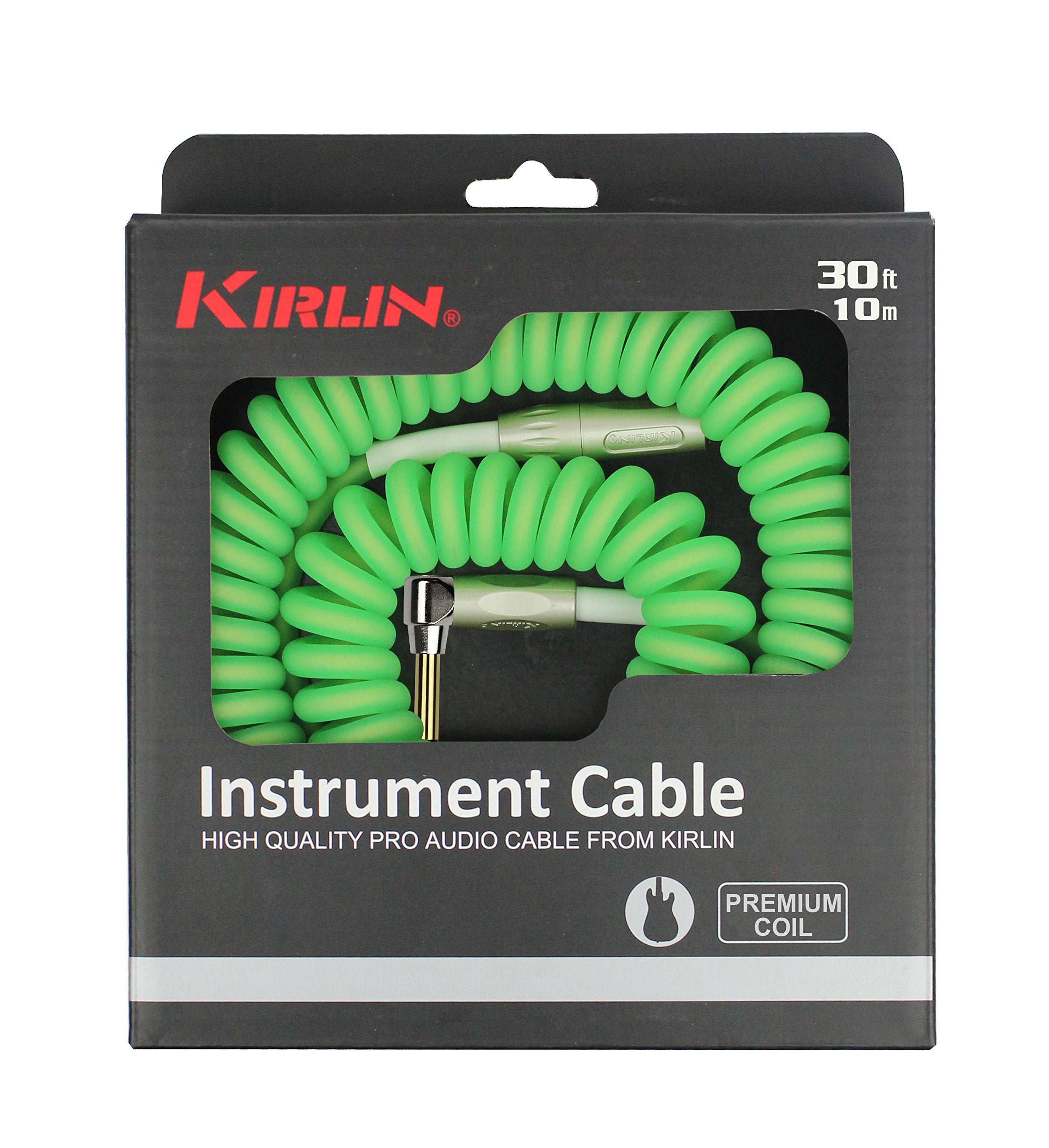 Kirlin Cable Kirlin Imk 202Pfgl 30/Grf Straight To Right Angle     Premium Coil Instrument Cable, Green Translucent Pvc Jacket 3