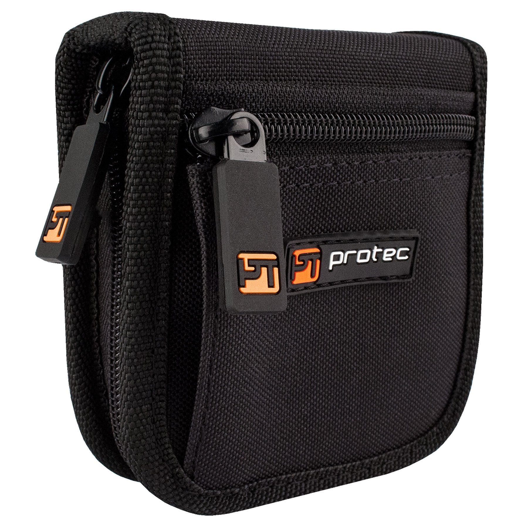 Pro Tec Protec Trumpet/Small Brass Multiple (2 Piece) Nylon Mouthpiece Pouch With Zipper Closure, Model A220Zip,Black