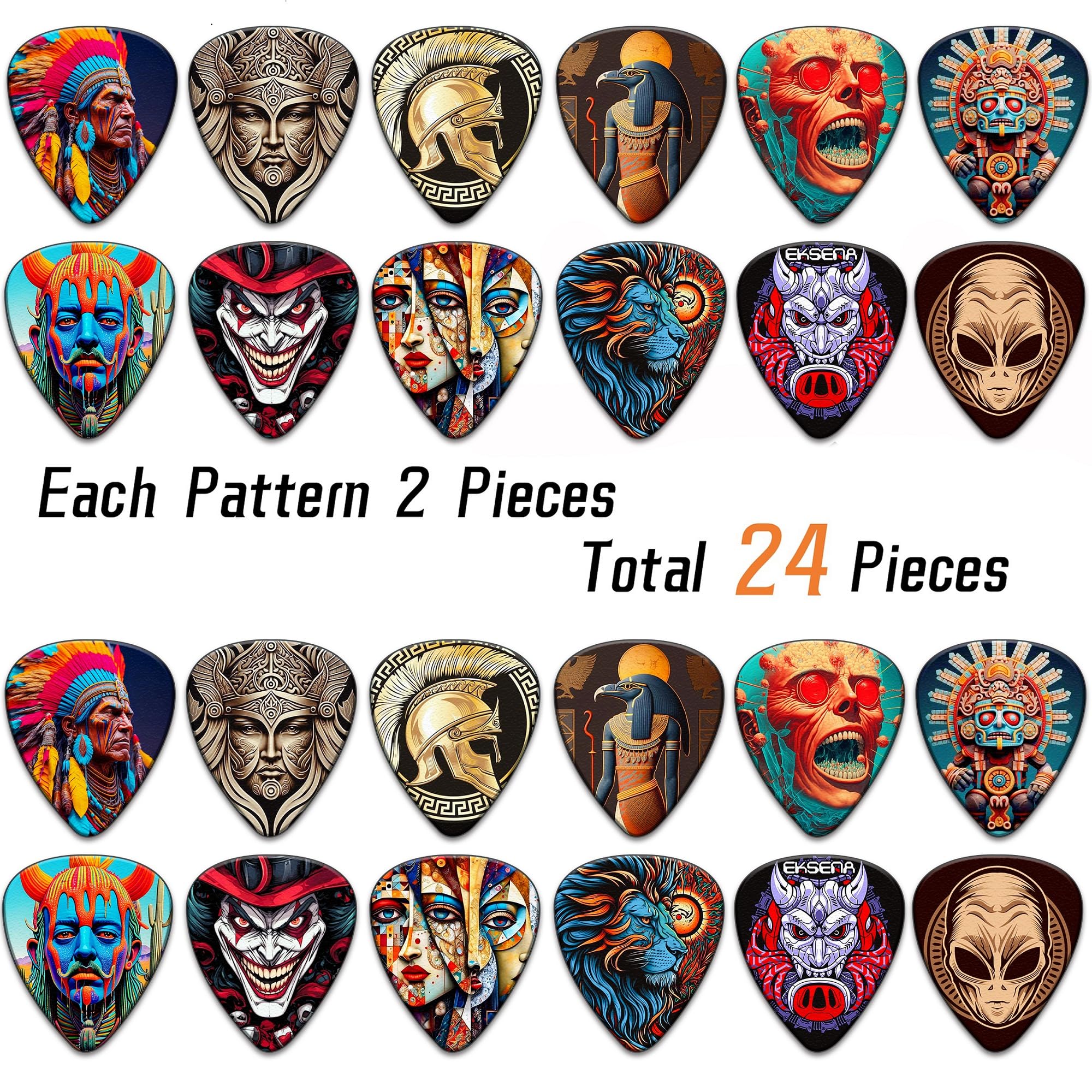 Guitar Picks,24 Pack Guitar Pick Medium Thickness,Guitar Picks Variety Pack For Electric Acoustic Guitar, Bass, Ukulele (Mix 11)