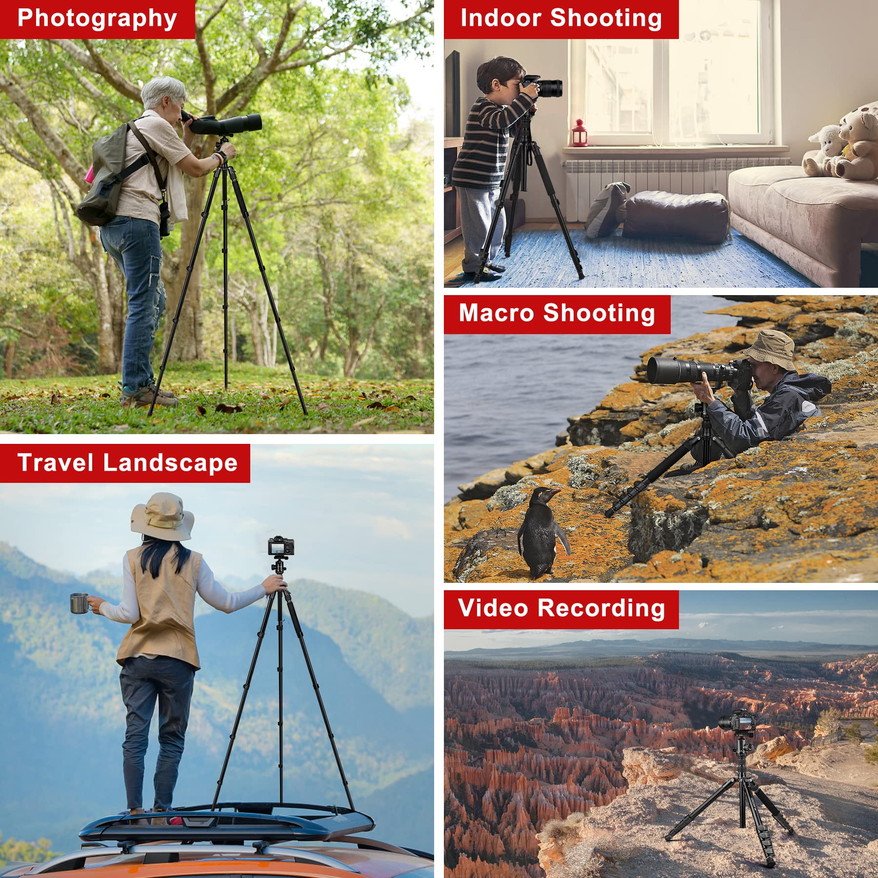 Joilcan Tripod For Camera, 81'' Camera Tripod Stand, 83 Inches Dslr Tripods & Monopods, Heavy Duty Travel Tripod For Binoculars