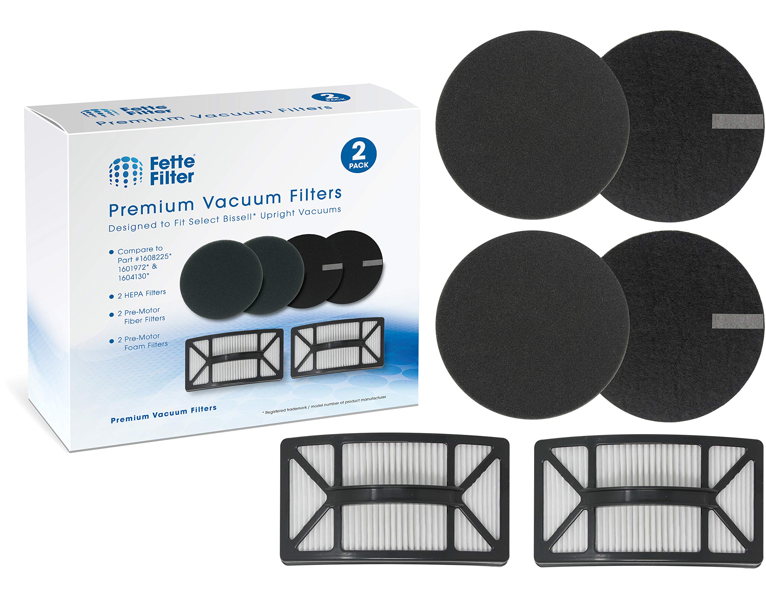 Fette Filter   Vacuum Filter Compatible With Bissell Rewind Pet Vacuum. Compare To Part # 1608225, 1601972 & 1604130. Combo Pack