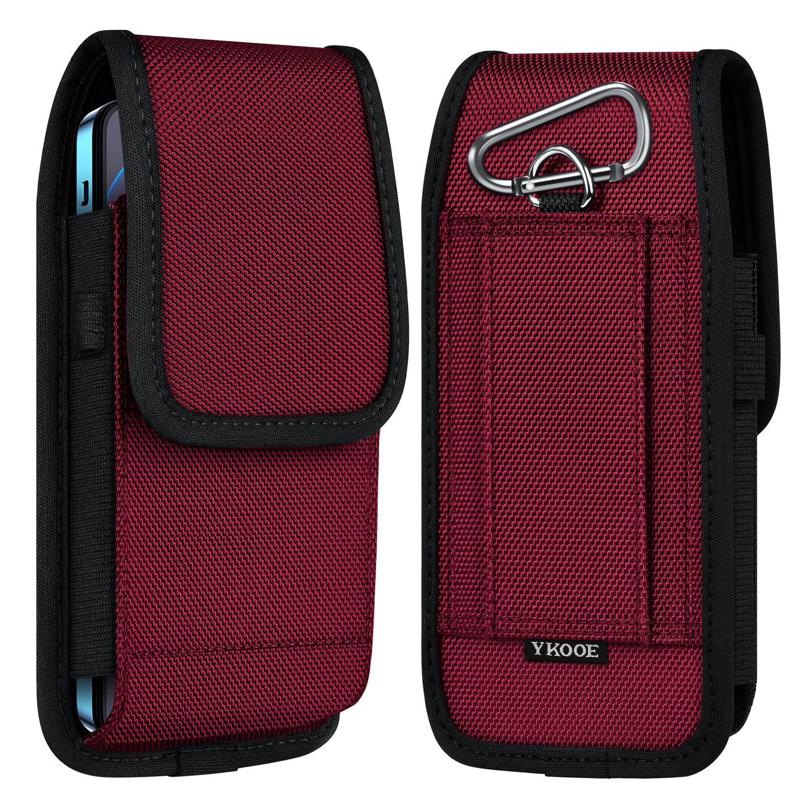 ykooe Cell Phone Pouch Nylon Belt Holster Case Compatible with iPhone 17 16 15 14 13 12 11 & Pro Models, Samsung Galaxy S20 S21 