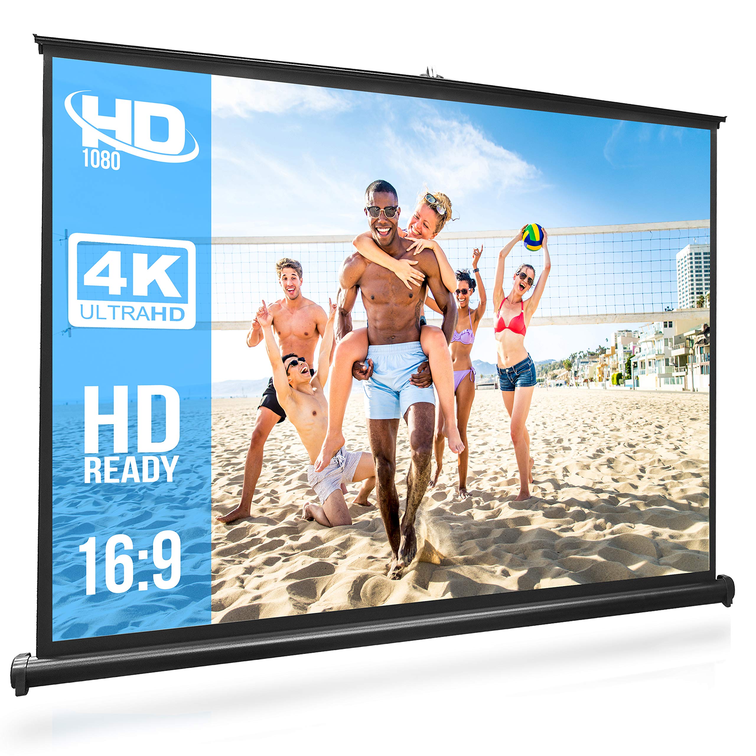 Pyle 50 Inches Projector Screen Portable Floor Standing Fold-Out Roll-Up Tripod Manual, Mobile Movie Screen, Home Theater Cinema