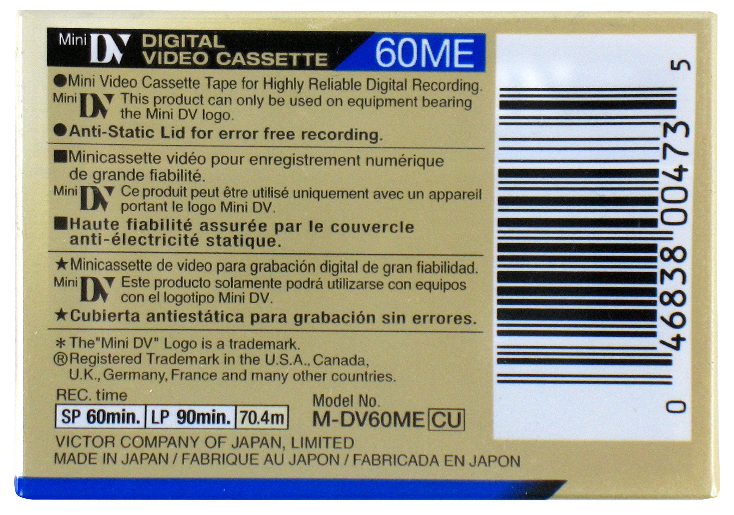 Jvc   Digital Video Cassette   M Dv60Me   Blank Mini Dv   90 Mins   3 Pack
