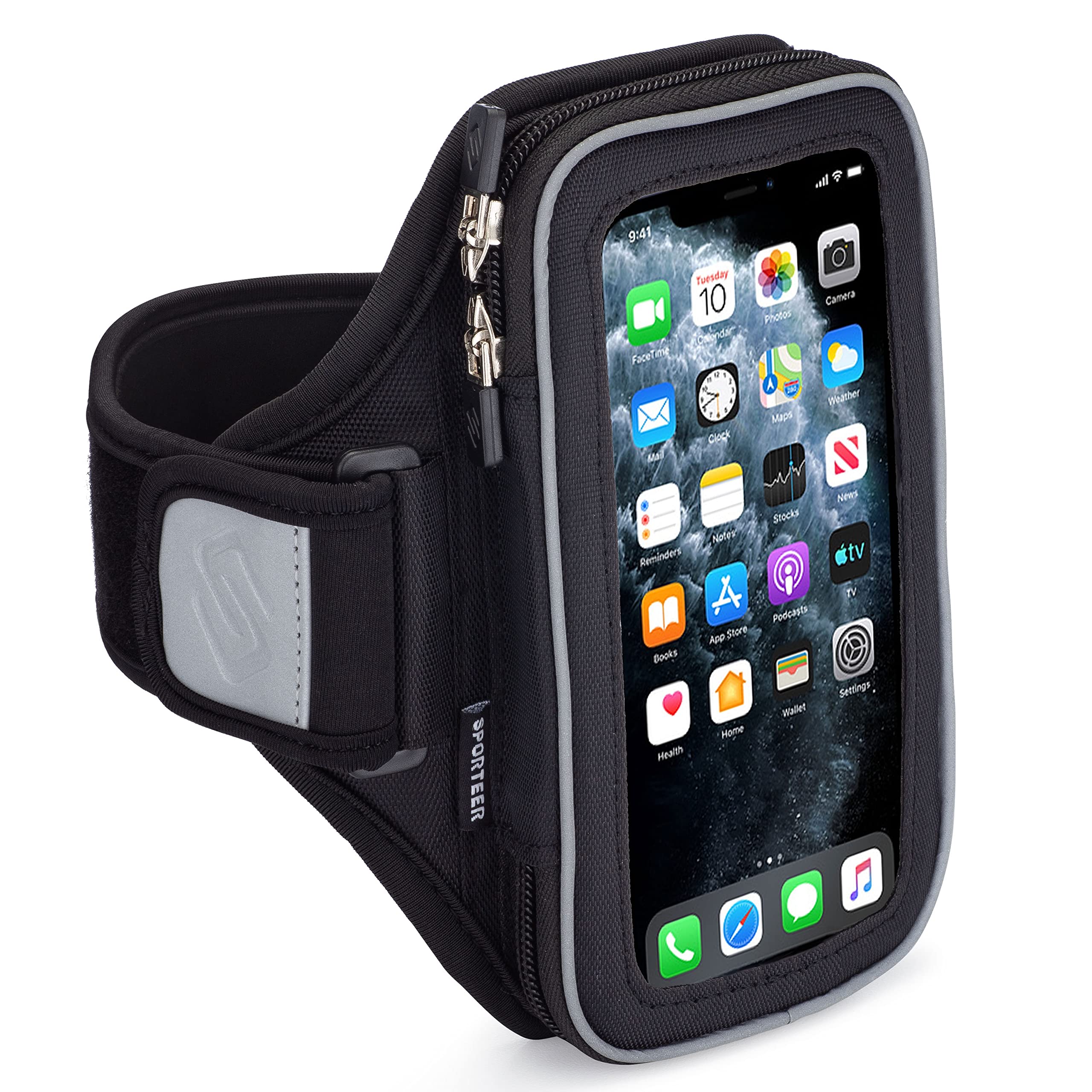 Sporteer Entropy E8 Padded Running Armband - Contoured Memory Foam Support for iPhone 17/16/15 Pro Max & Plus, Galaxy S26+/S25+,