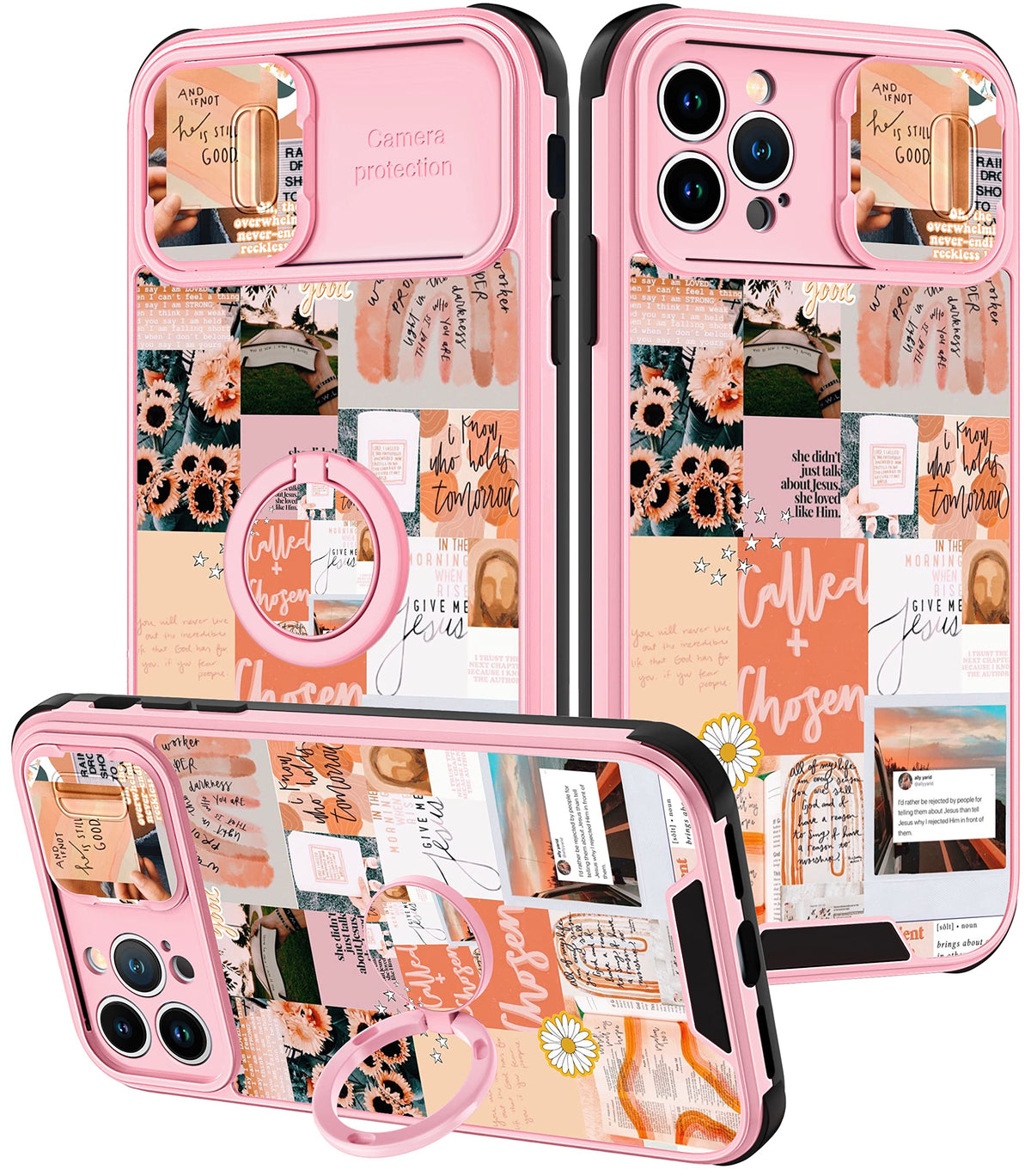 Goocrux (2In1 For Iphone 12 Pro Max Case Women Girls Cute Aesthetic Trendy Phone Cover Collage Good Vibes Pattern Design With Sl