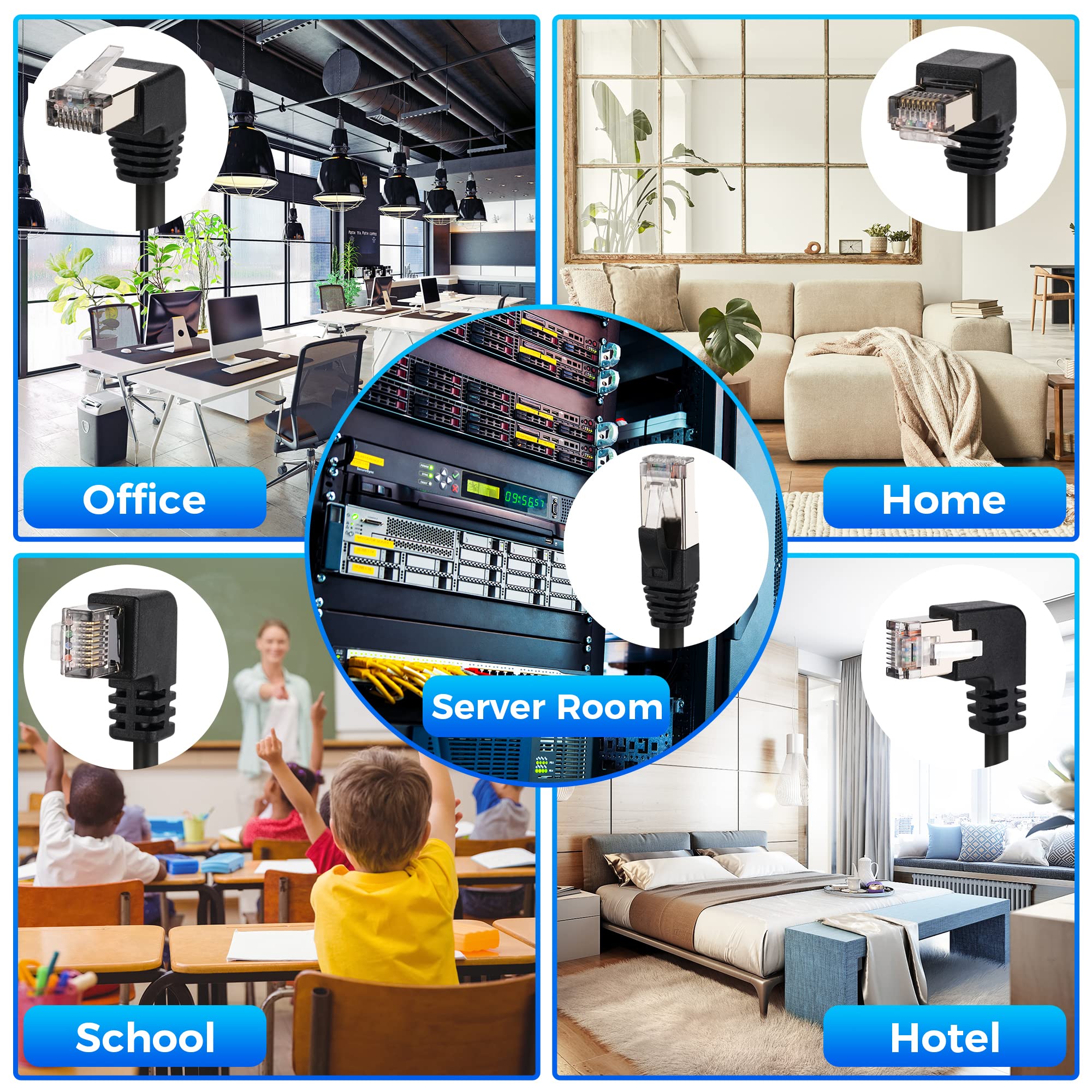 Togconn Cat 6 Ethernet Extension Cable 5 Pack,Multiple Angles(Up/Down/Left/Right/Straight), Cat6 Rj45 Network Lan Patch Cord Ada