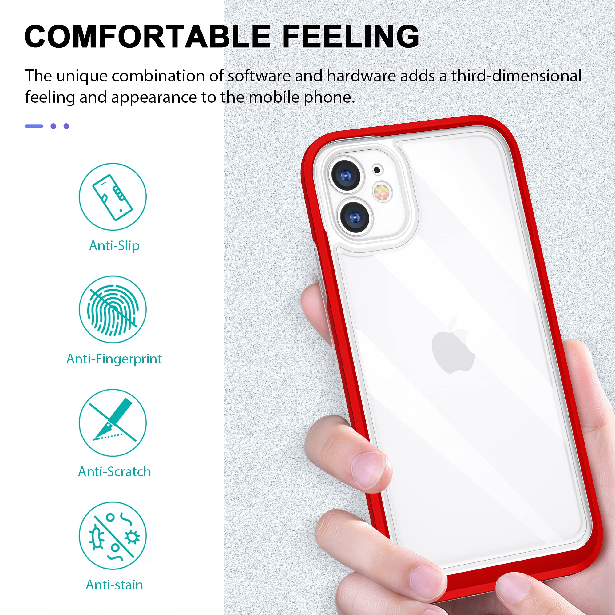 Storm Buy Case Compatible For [ Apple Iphone 11 ], [ Clear ] [ Red ] Women/Men Shockproof Heavy Duty Cute Protective Phone Cases