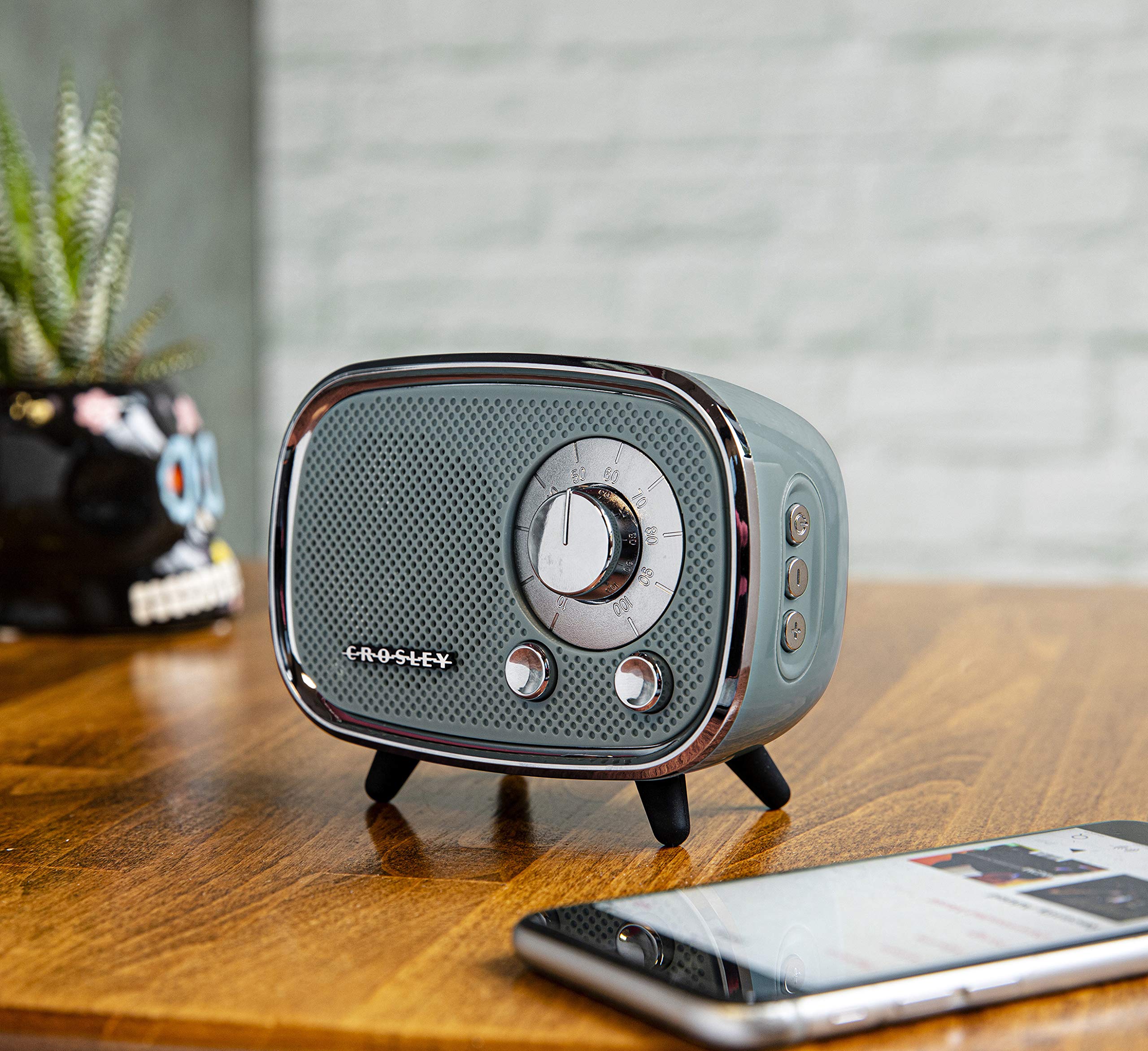Crosley Cr3039A Tn Rondo Retro Portable Rechargeable Bluetooth Speaker, Tourmaline