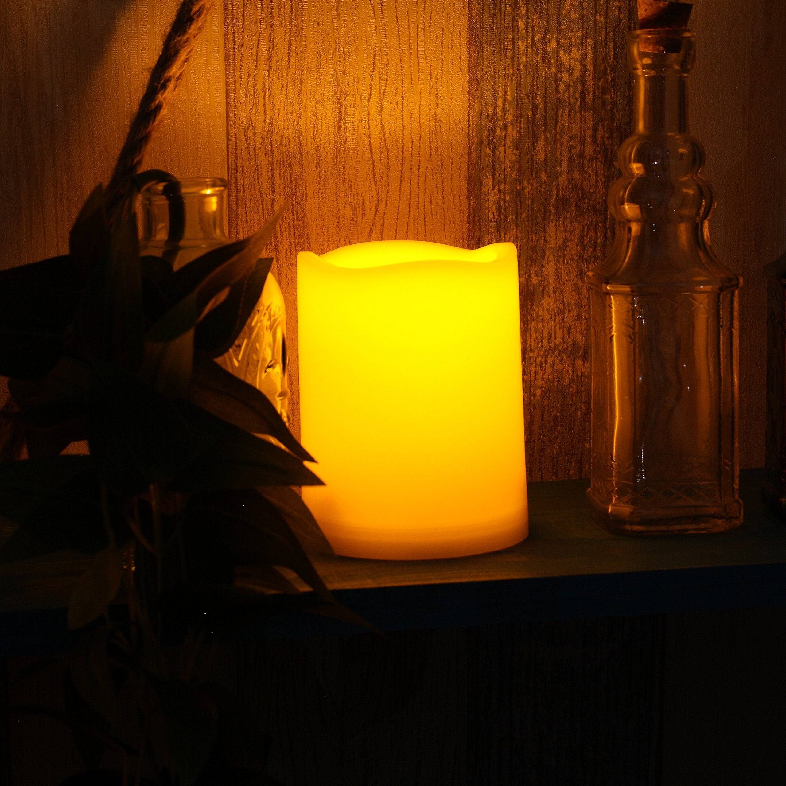 Outdoor Waterproof Battery Operated Flameless Led Pillar Candles With Remote Timer Flickering Electric Plastic Resin Decorative