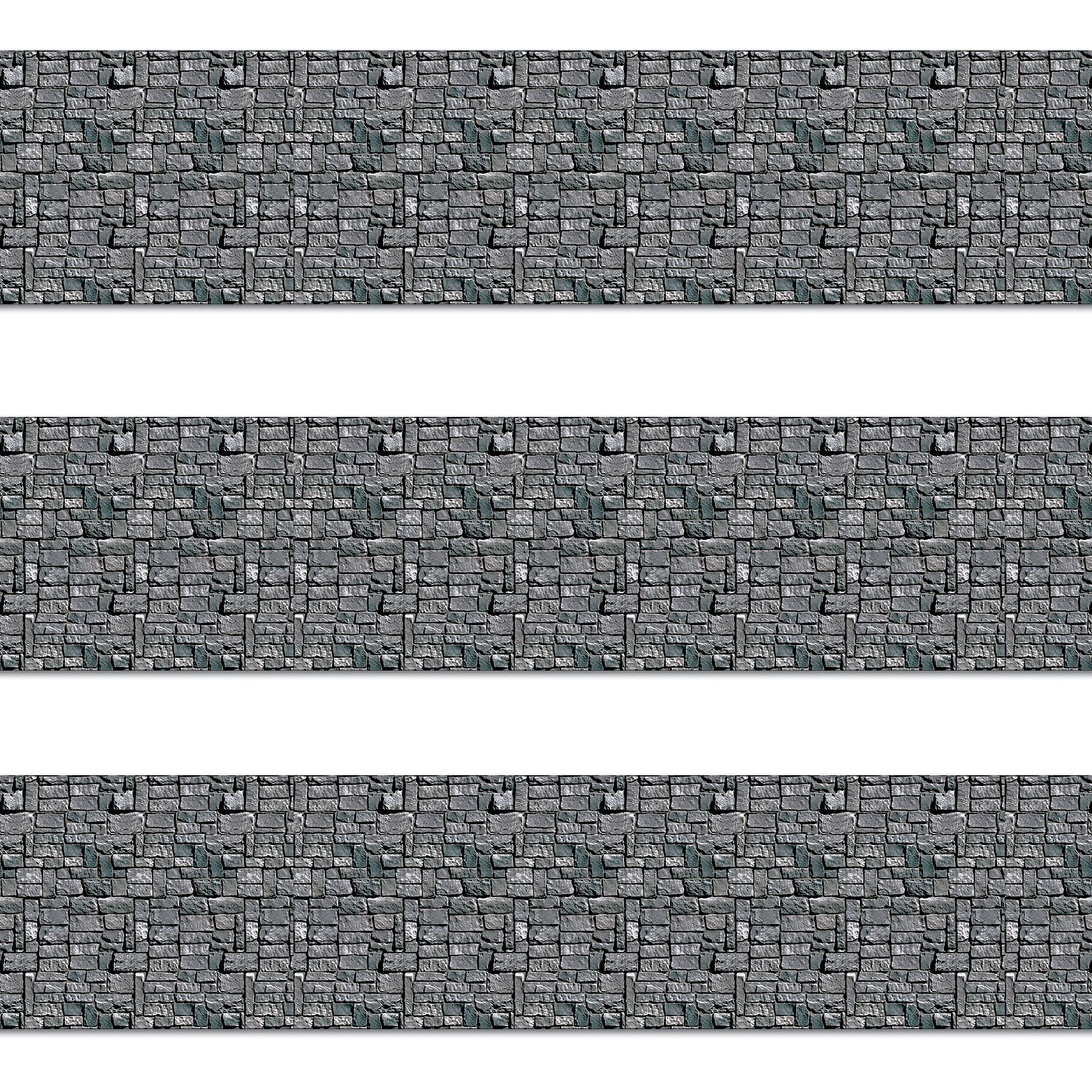 Beistle Brick Stone Wall Backdrops, 4 X 30, 3 Pack   Medieval Party Decorations, Medieval Decor Background, Photo Backdrop, Easy