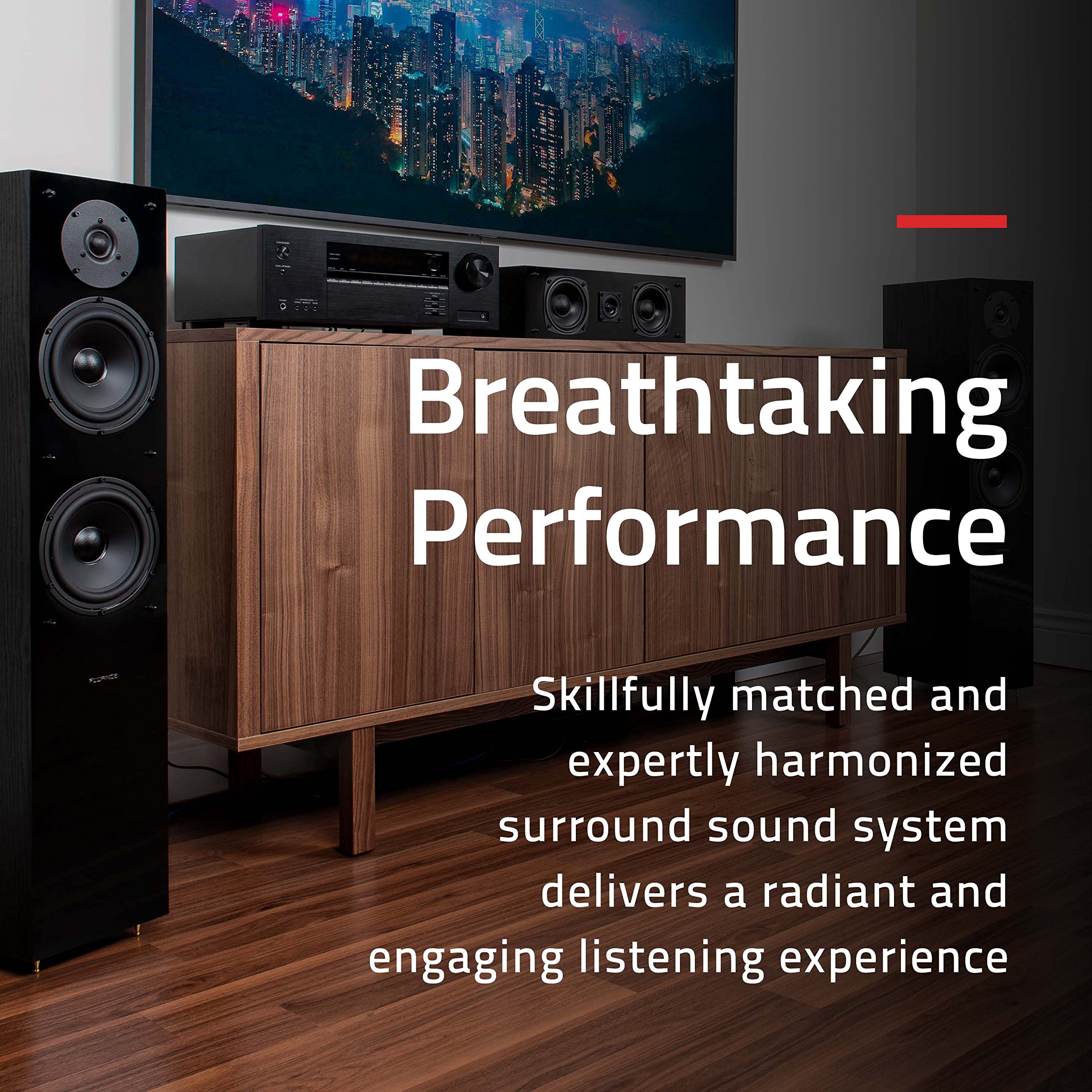 Fluance Elite High Definition Surround Sound Home Theater 5.0 Channel Speaker System Including Floorstanding Towers, Center Chan