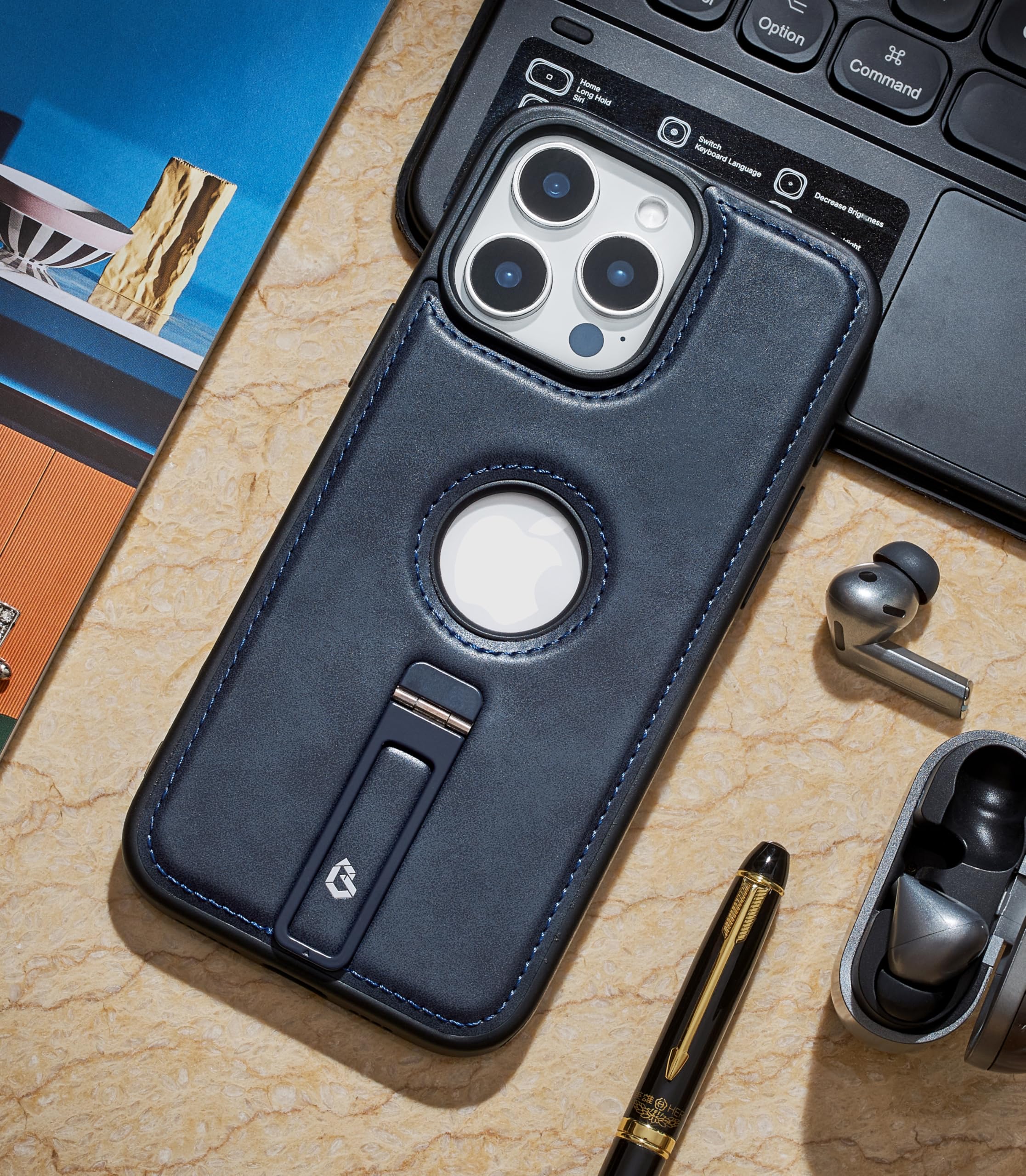 Bullroye For Iphone Case With Stand, Compatible With Magsafe, Strong Magnetic Kickstand Leather Case For Iphone, Protective Shoc