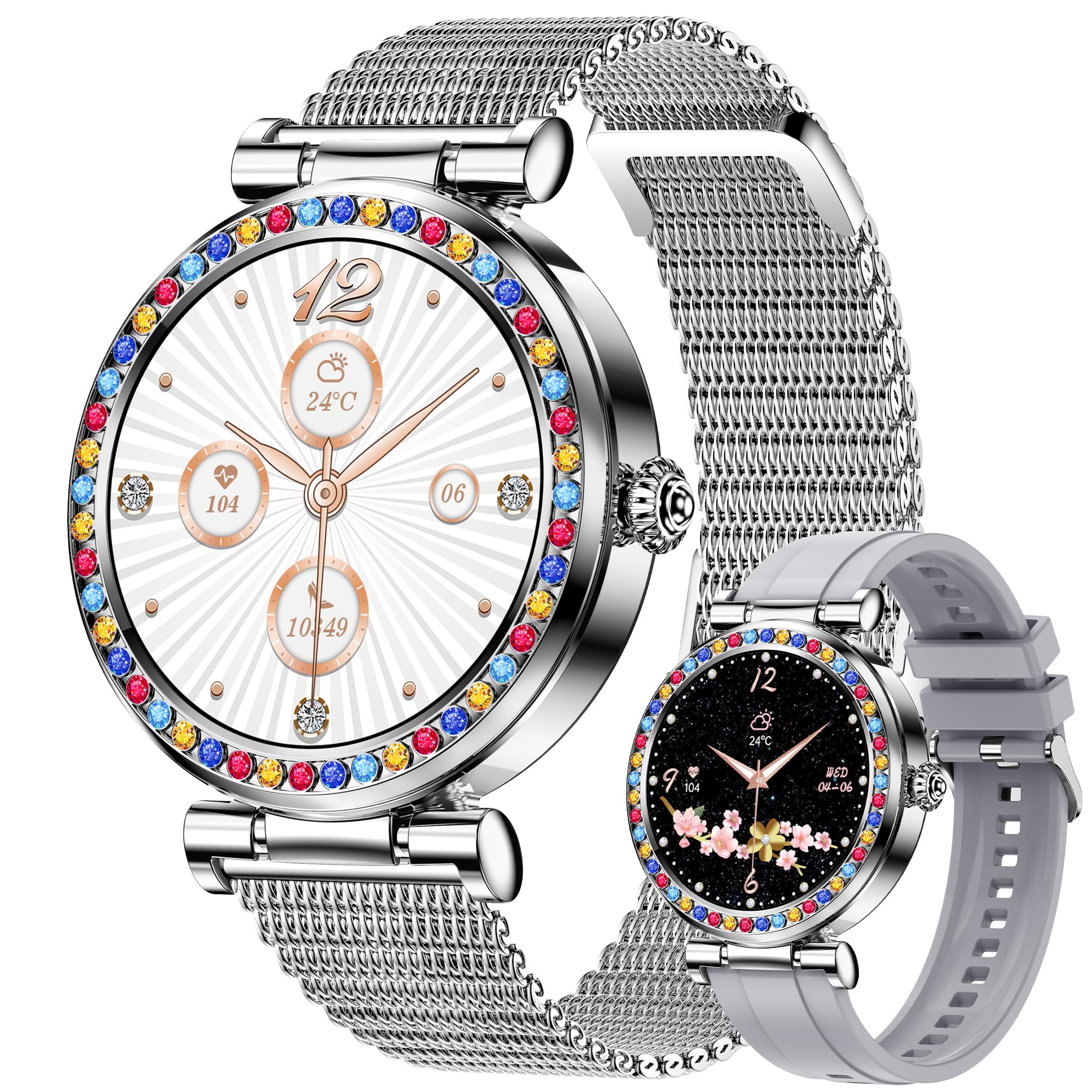 MYSHUN Smart Watch for Women(Answer/Make Calls), 5ATM Waterproof Fitness Watch Fitness Watch with Heart Rate/SpO2/Blood Pressure