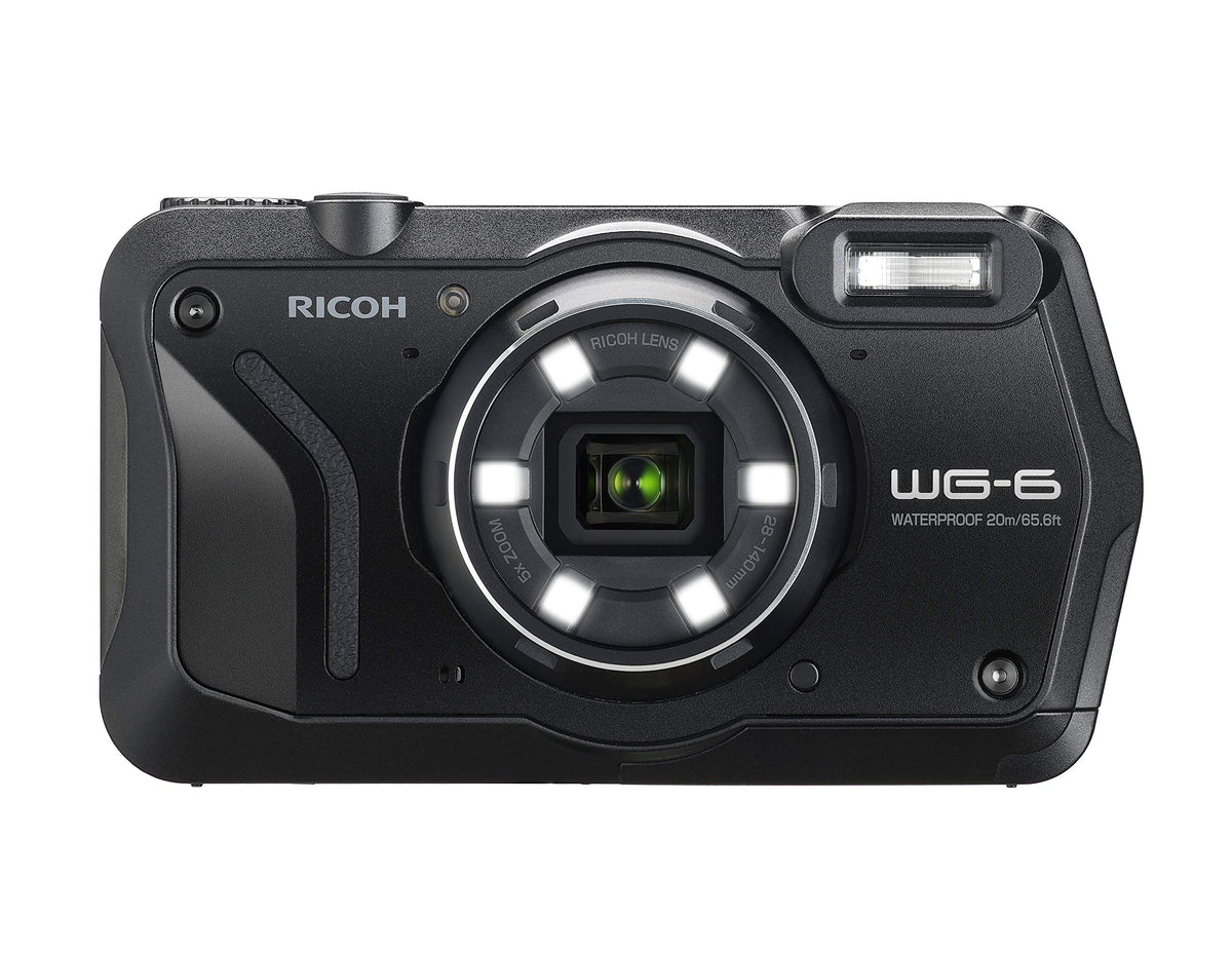 RICOH WG 6 Webcam Black Waterproof Camera 20MP Higher Resolution Images 3 inch LCD Waterproof 20m Shockproof 2.1m Underwater Mode 6 LED Ring Light for Macro Photography
