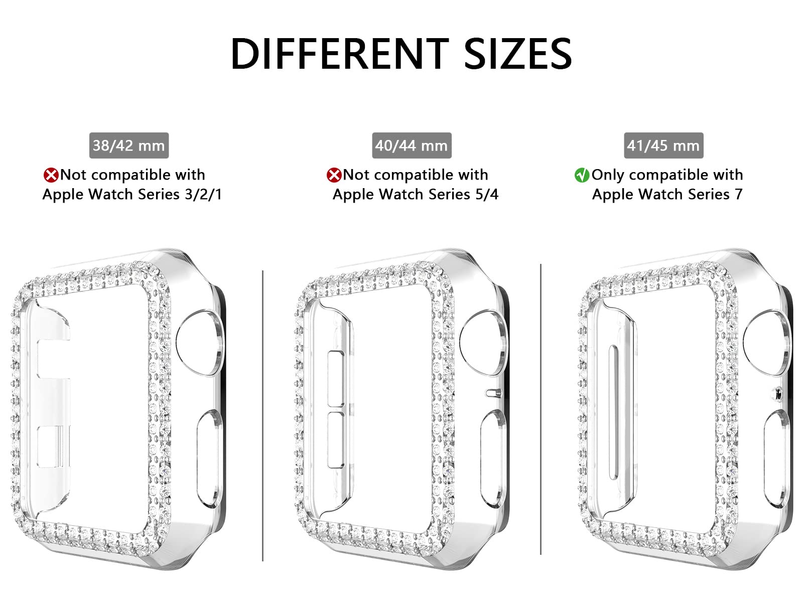 Adepoy Compatible For Apple Watch Case Series 7/8 45Mm Bling Rhinestone Apple Watch Protective Case Bumper Frame Case Cover For