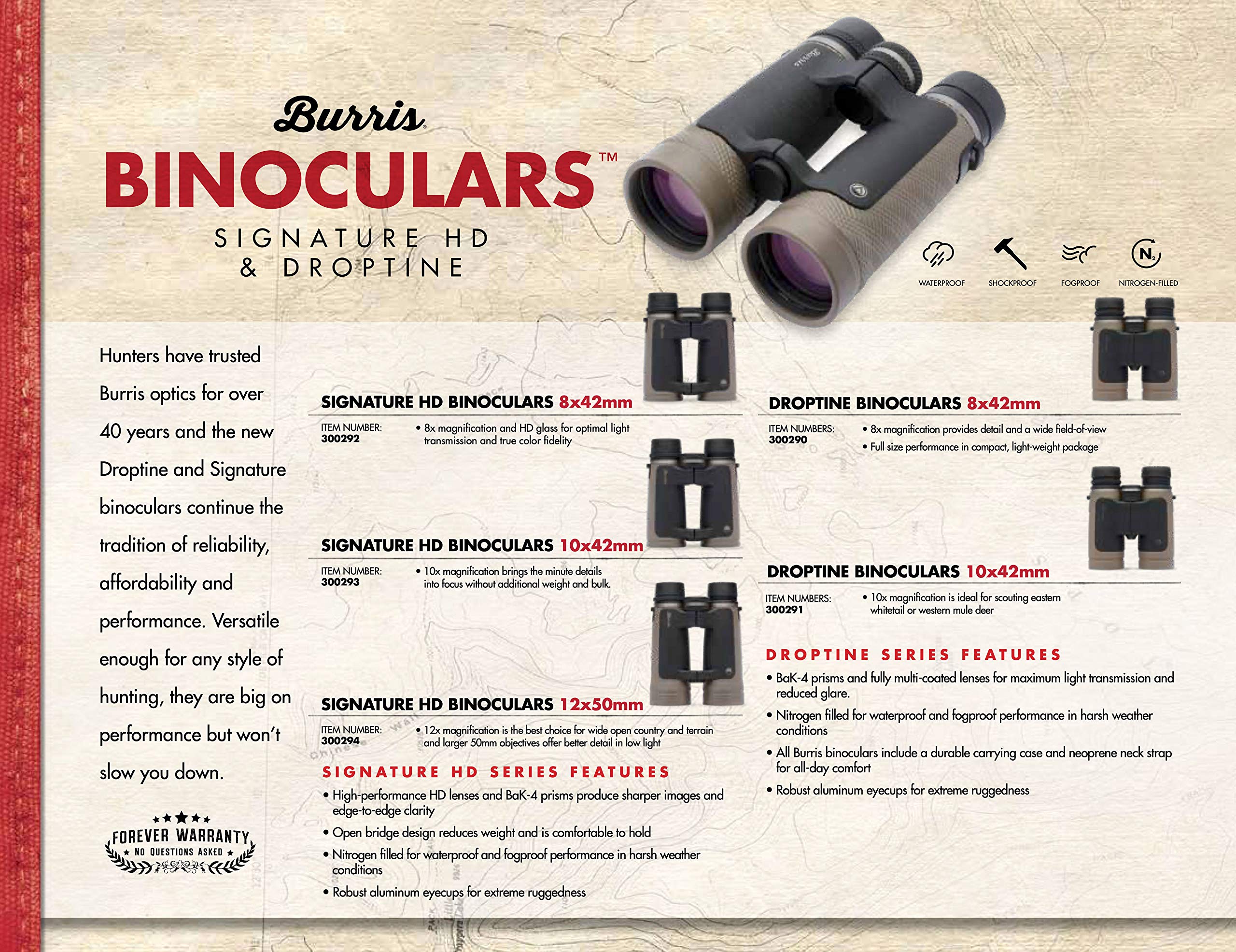 Burris Optics Signature High Definition, Fast Focus Binoculars 12X50, Flat Dark Earth (300294)