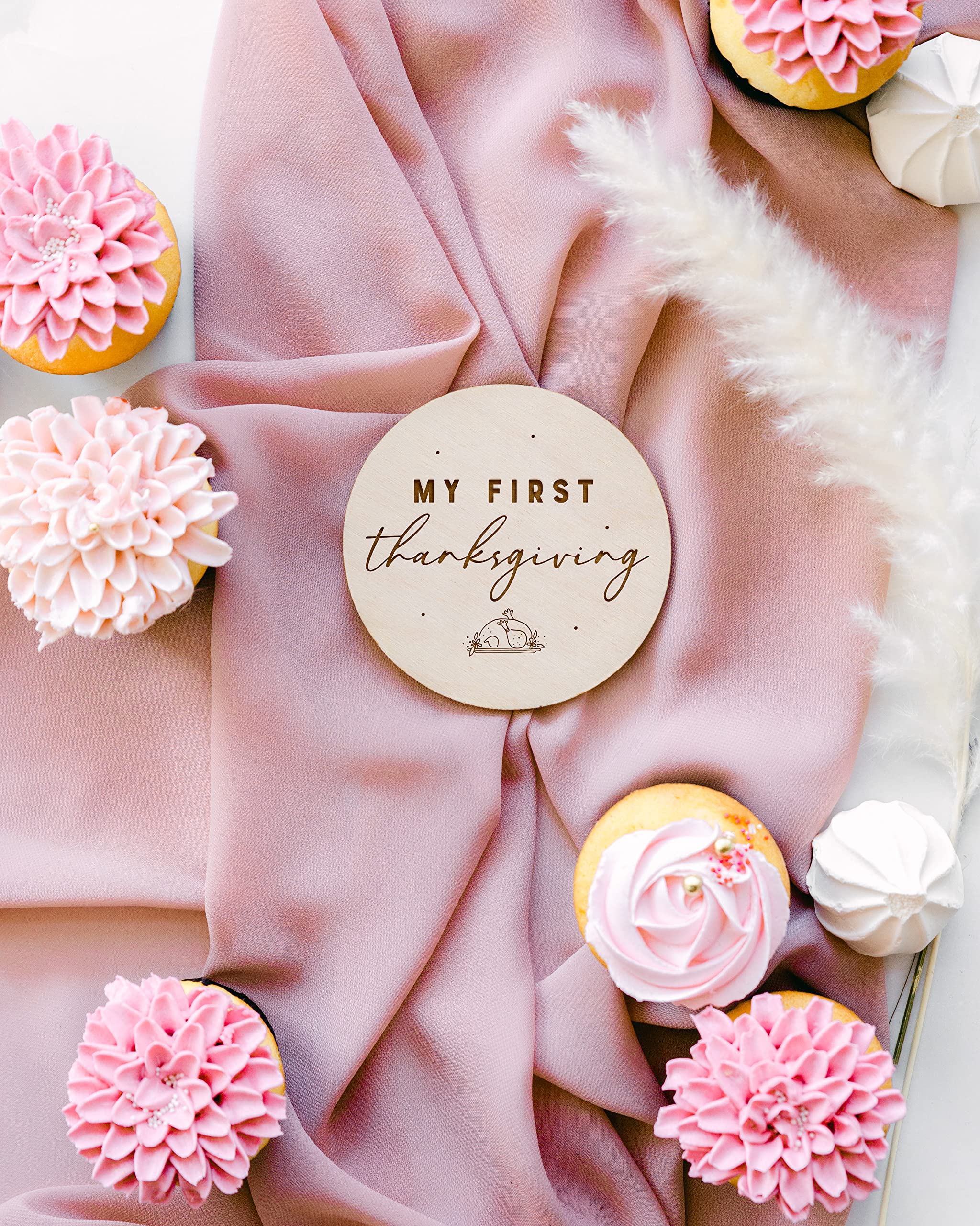 The Cotton & Canvas Co. My First Thanksgiving Wooden Milestone Card, Baby'S First Year, Baby'S First Holiday, Baby Shower, Newbo