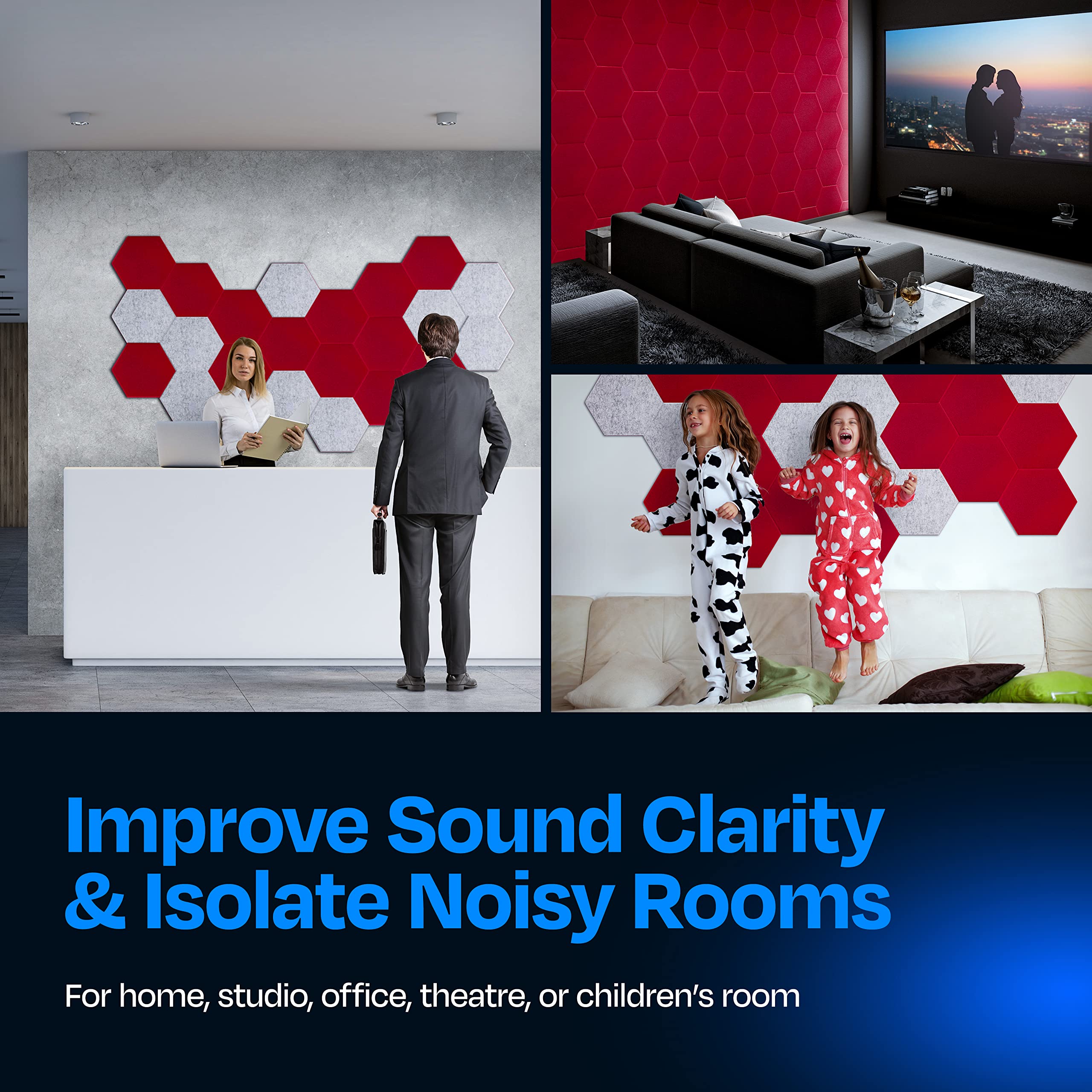 Ekkogo Acoustic Panels 12 Pack Soundproof Wall Panels 14''X13''X0.4'' Sound Panels High Density Sound Dampening Panels   [Candy