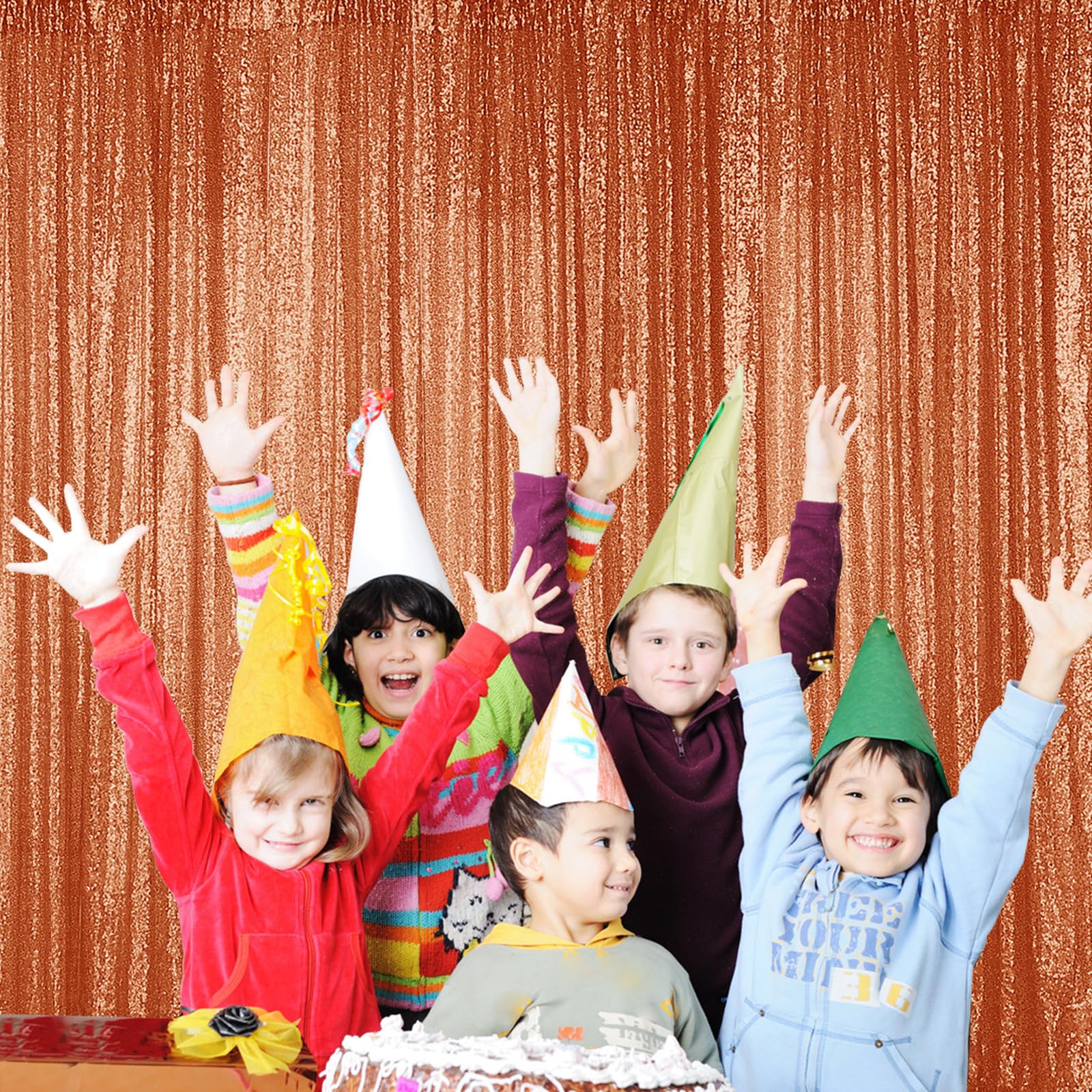 Sugargirl Orange Sequin Backdrop Curtain 4 Panels 2Ftx8Ft Glitter Orange Background Drapes Sparkle Photography Backdrop For Part