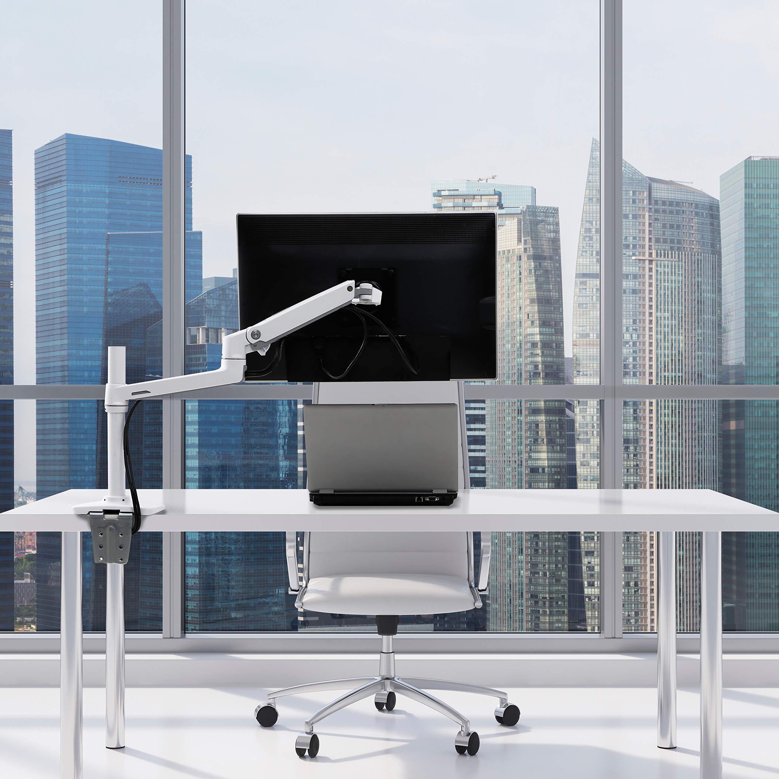 Ergotron � LX Premium Monitor Arm, Single Monitor Desk Mount � fits Flat Curved Ultrawide Computer Monitors up to 34 Inches, 7 to 25 lbs, VESA 75x75mm or 100x100mm � Tall Pole, White