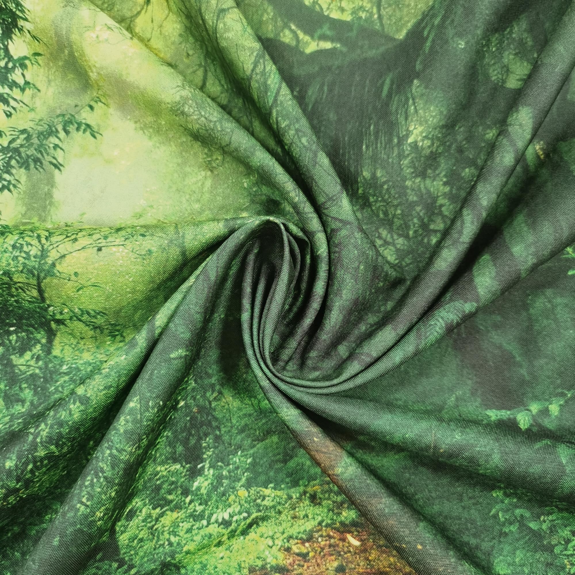 Riyidecor Jungle Rainforest Backdrop Fabric Polyester Spring Enchanted Nature Trees Green Dreamland Dirt Road Photography Background 7Wx5H Feet Decoration Props Party Photo Shoot Backdrop