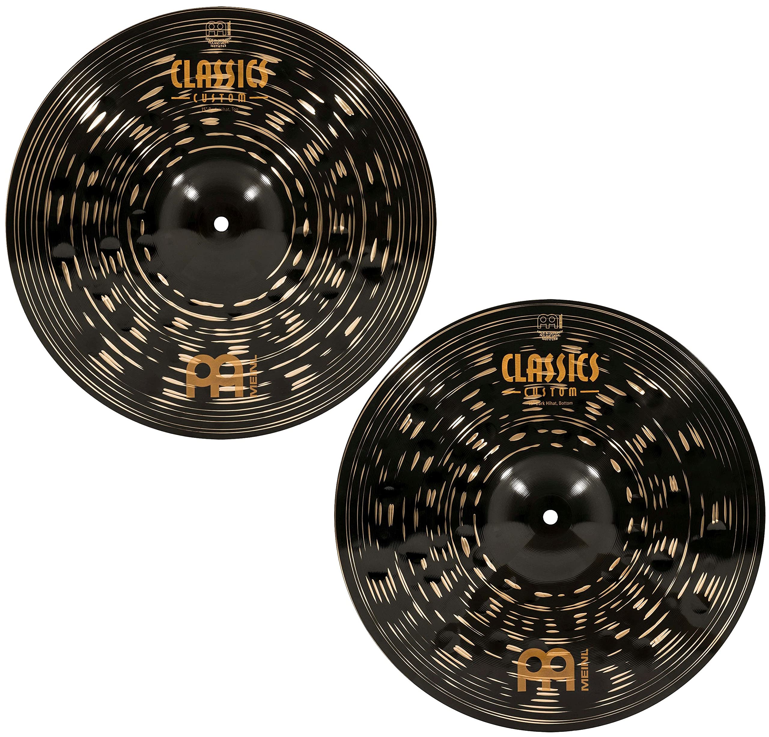 Meinl 15'' Hihat (Hi Hat) Cymbal Pair   Classics Custom Dark   Made In Germany, 2 Year Warranty (Cc15Dah)