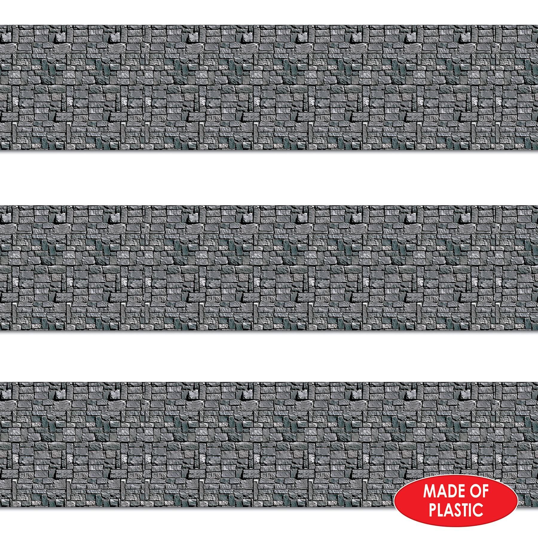 Beistle Brick Stone Wall Backdrops, 4 X 30, 3 Pack   Medieval Party Decorations, Medieval Decor Background, Photo Backdrop, Easy