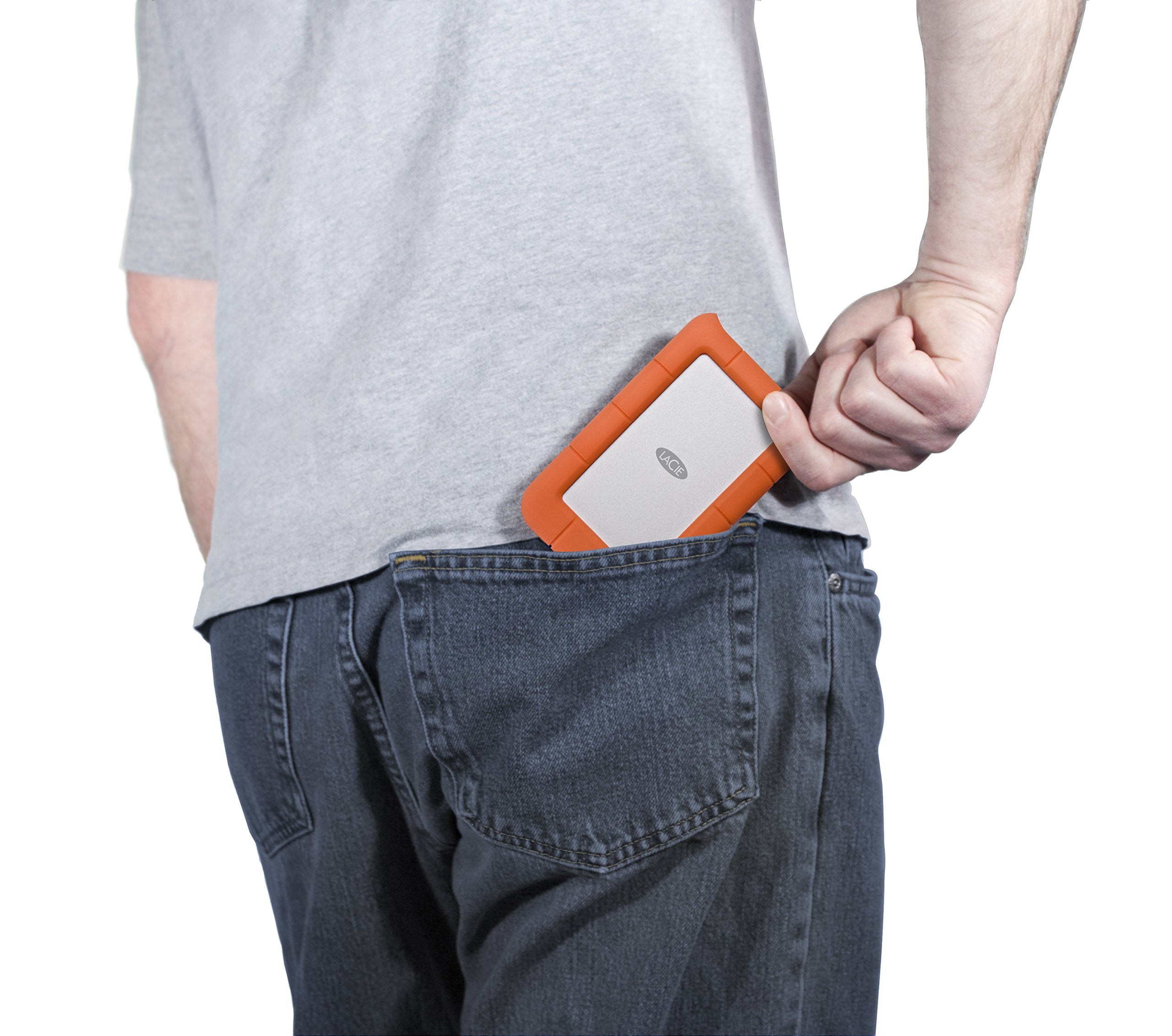 Lacie Rugged Mini, 5T,B Usb 3.0 Portable 2.5 Inch External Hard Drive For Pc And Mac, Orange/Grey, With Rescue Services (Stjj500